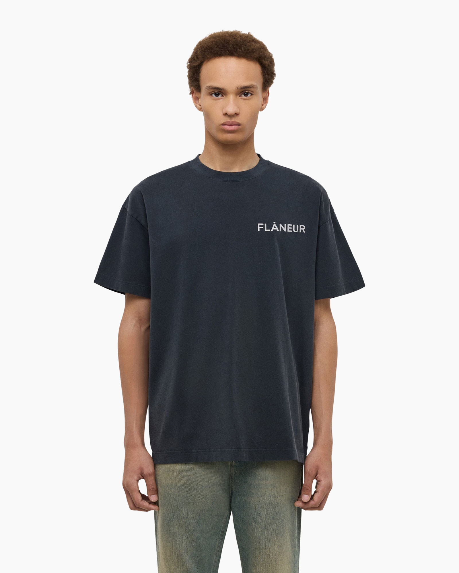 T-shirt Korte Mouw Double Logo Washed Zwart