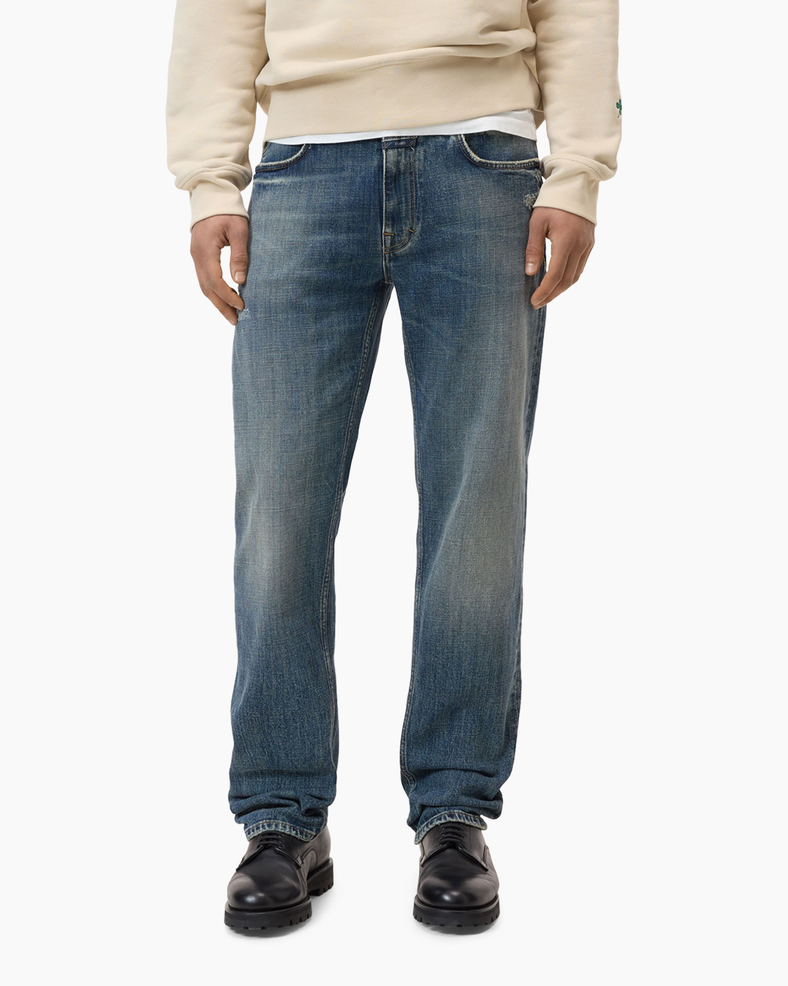 broeken, denim, blauw, recht model, informaliteit