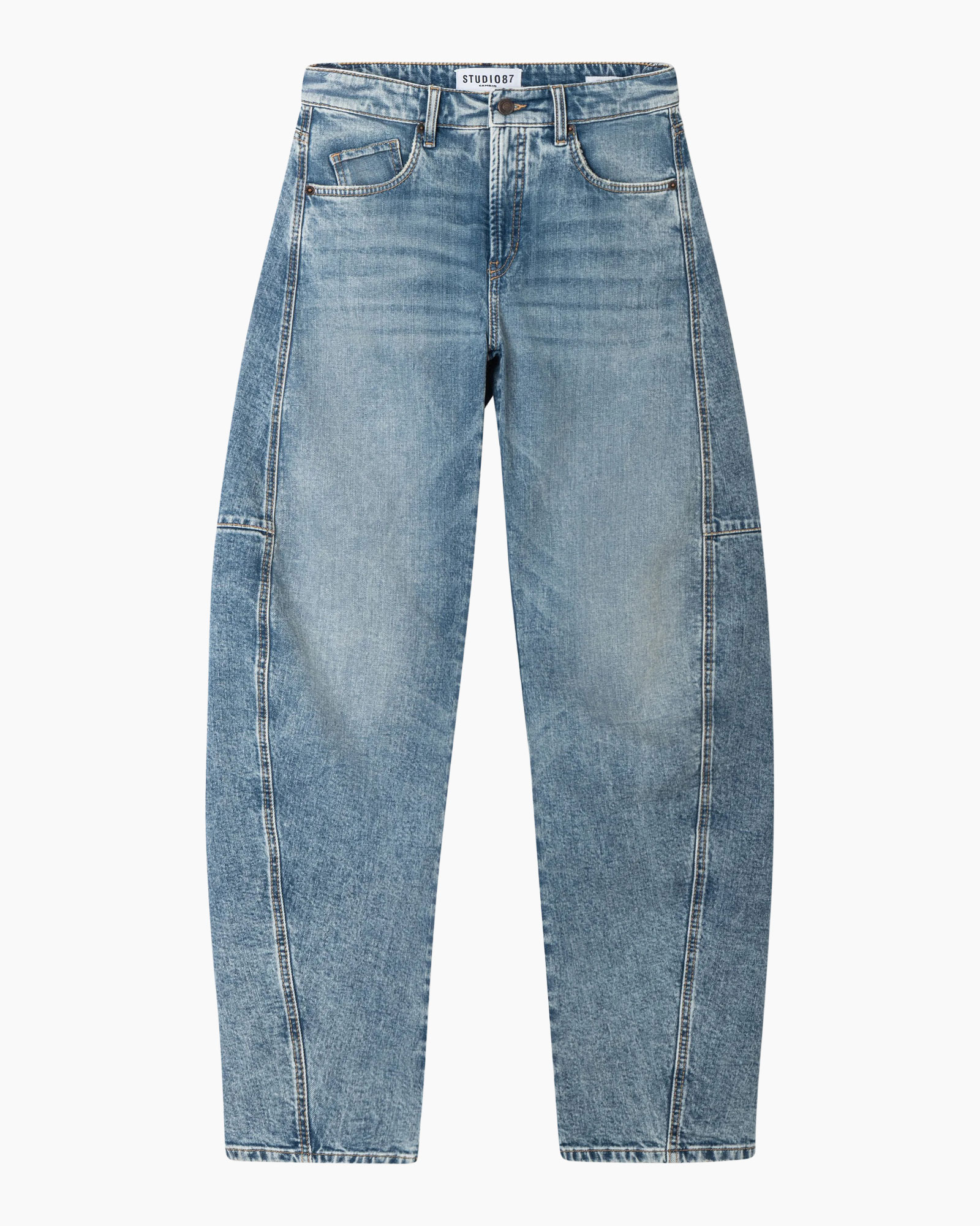 spijkerbroek, versleten, blauw, losse, zakken