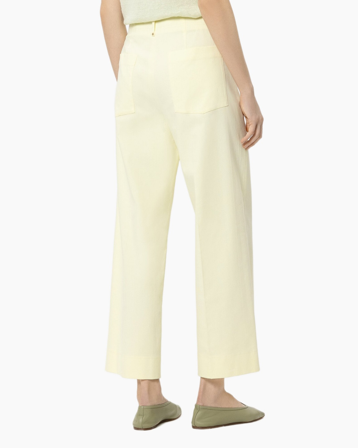 broek, broek, wijd uitgestrekt, vage gele, korte lengte