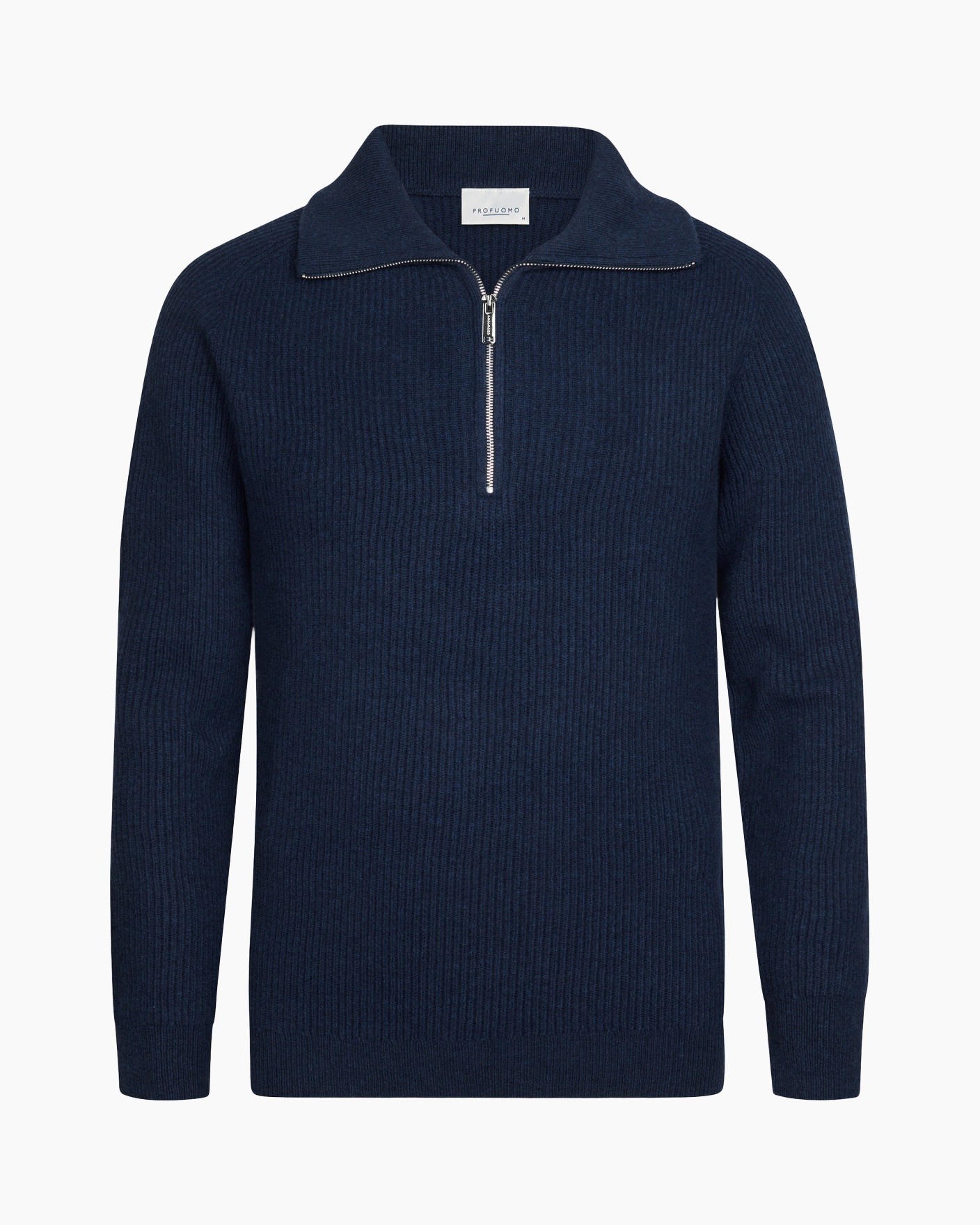 trui, kraag met ritssluiting, breiwerk, lange mouwen, navy
