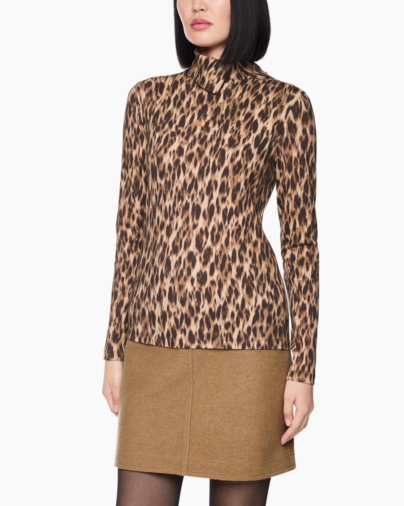 a animal print, turtleneck top, lange mouwen, gebreide top, dierenpatroon