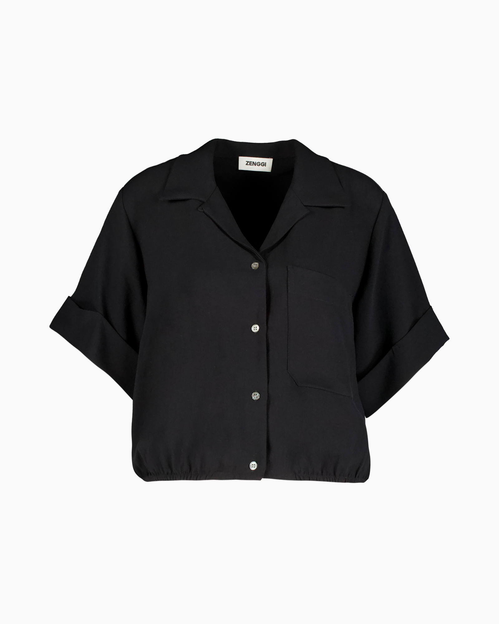 hemd, zwart, knopenshirt, zak, korte mouwen