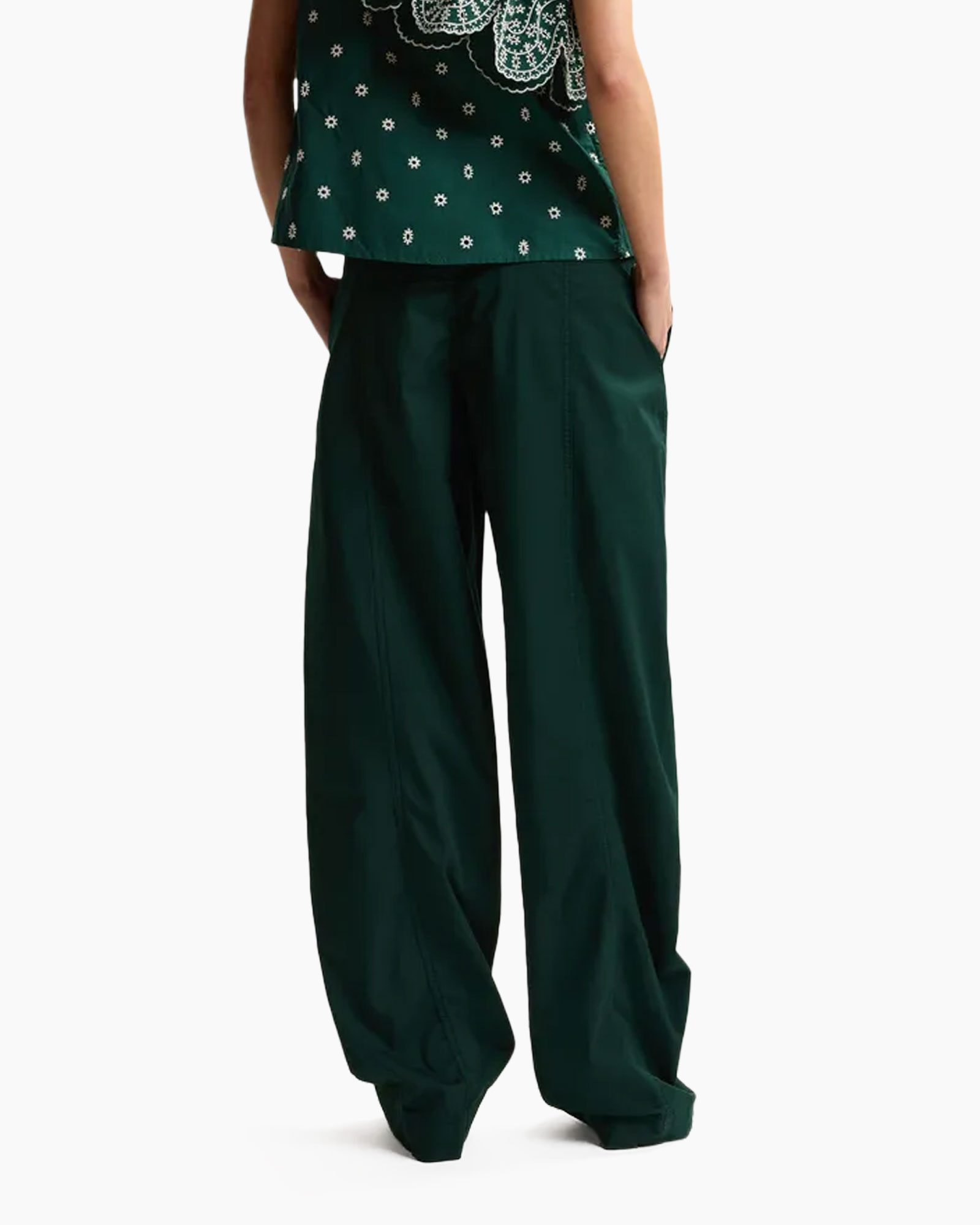 broek, wijdelijn, groen, wijdbenen, stof
