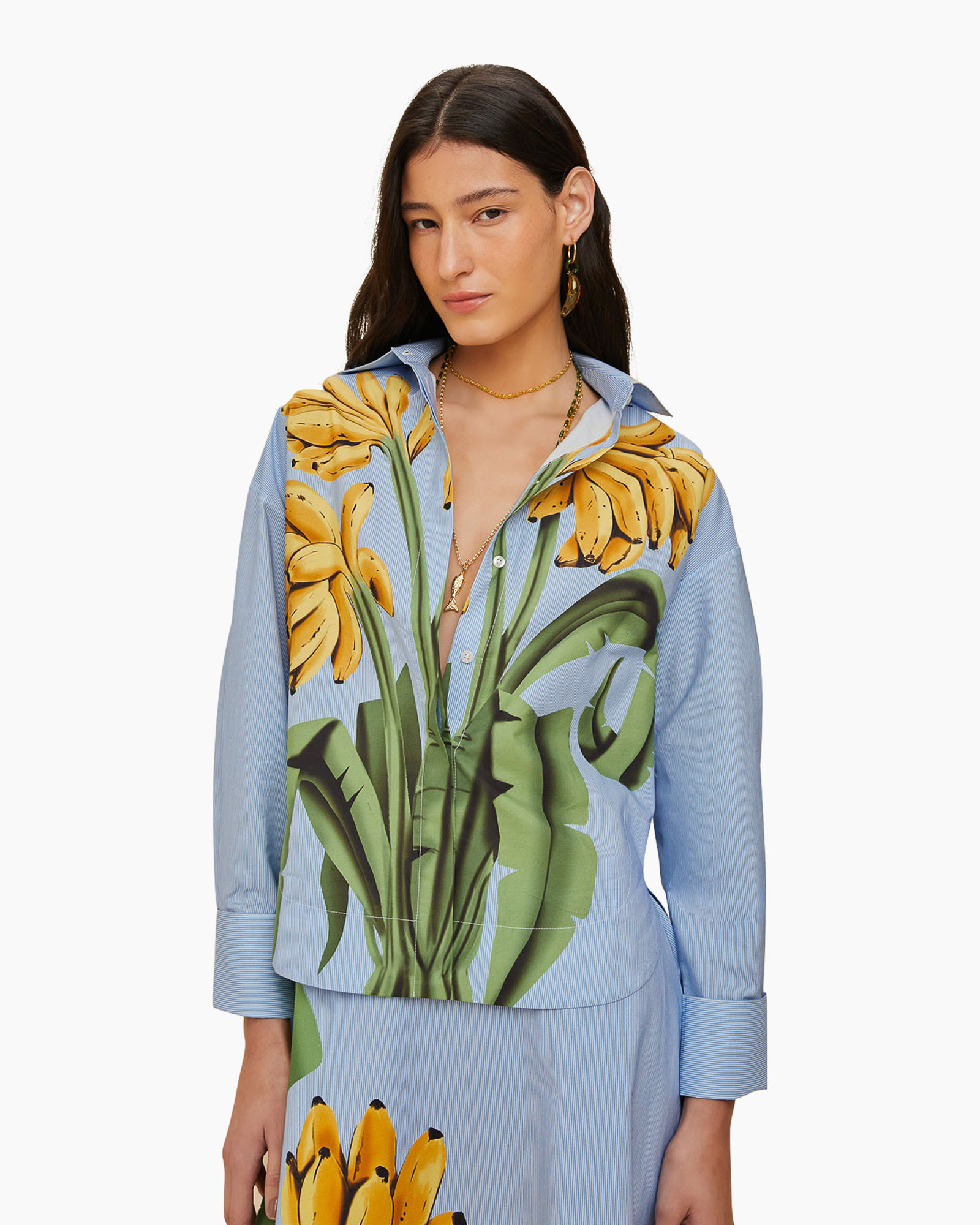 Blouse Banana Cocina Striped Licht Blauw