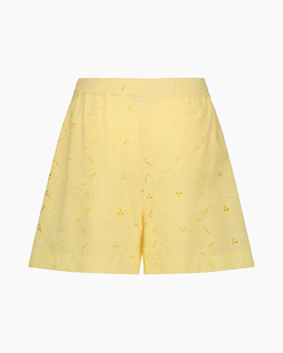shorts, rok, paisley, geel, eyelet