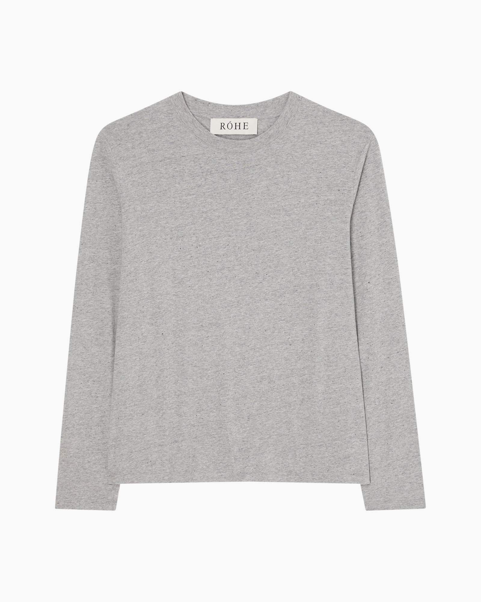 kraagloze_ober, lange_mouw, grijs, brei, top