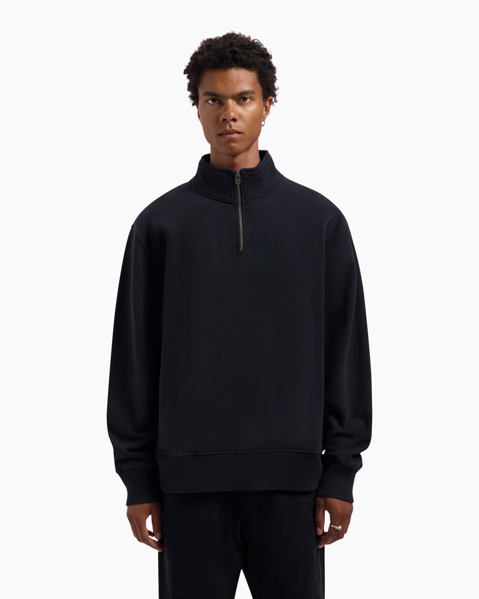 Pullover Signature Zip Mock Zwart