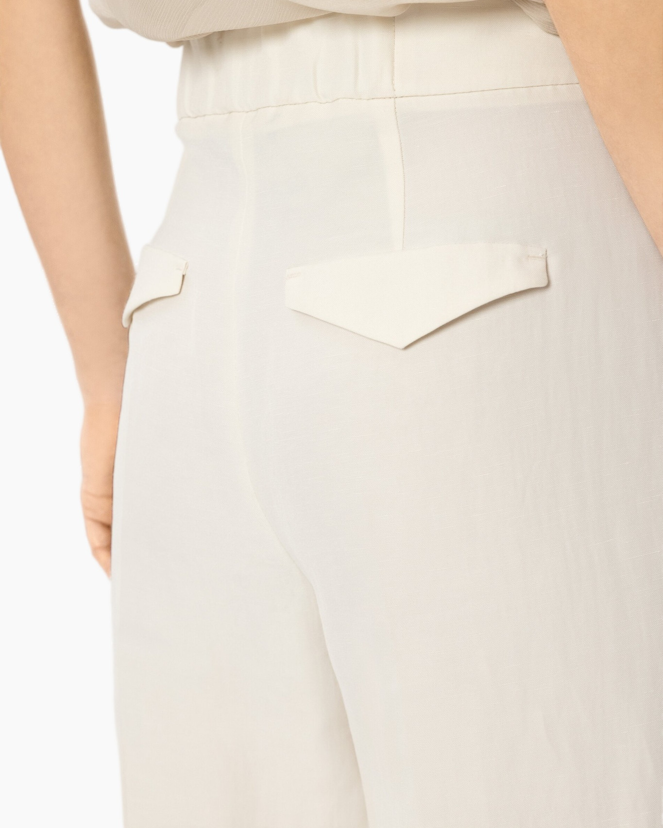 wit, broek, achterzak, zakflap, top