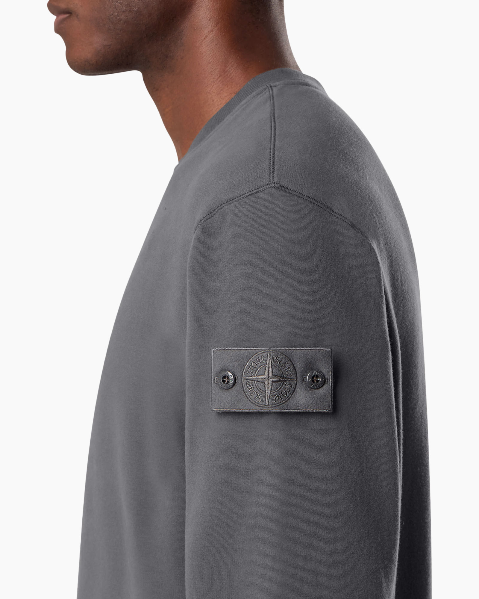 Stone Island Sweater Ghost Stretch Cotton Fleece Donker Grijs