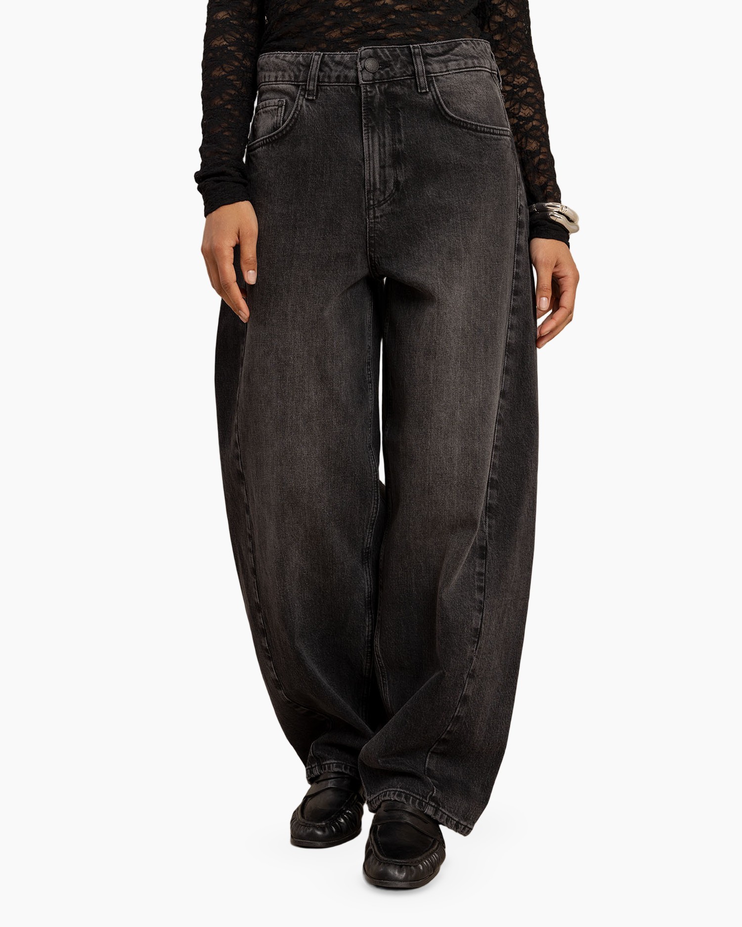 broek, wijd uitval, grijs-schaduw, denim, broek