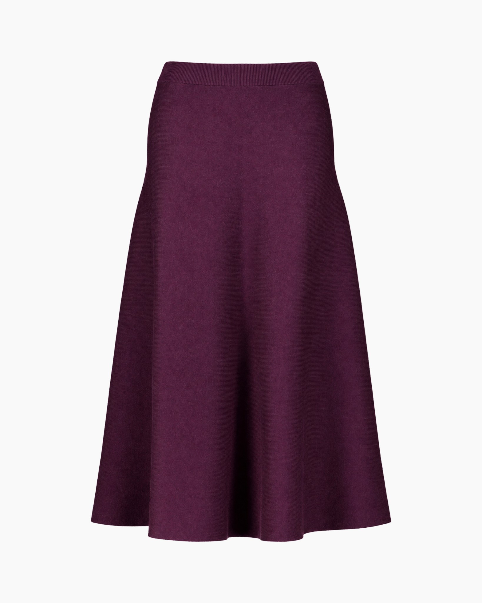 A-lijnrok, midi-rok, bordeauxrood, effen, elastische tailleband
