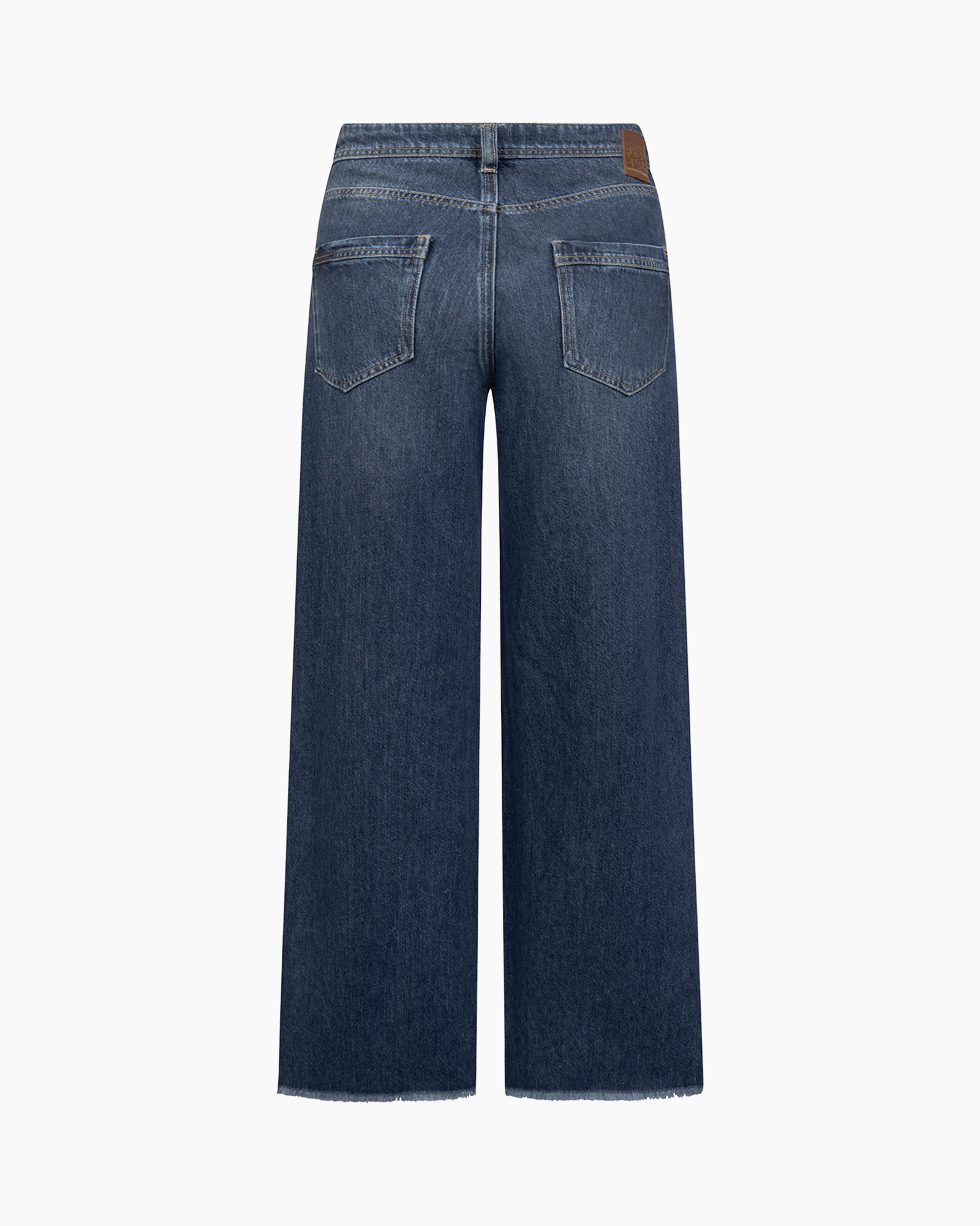 broek, wijd, denim, middenblauw, verfrommeld