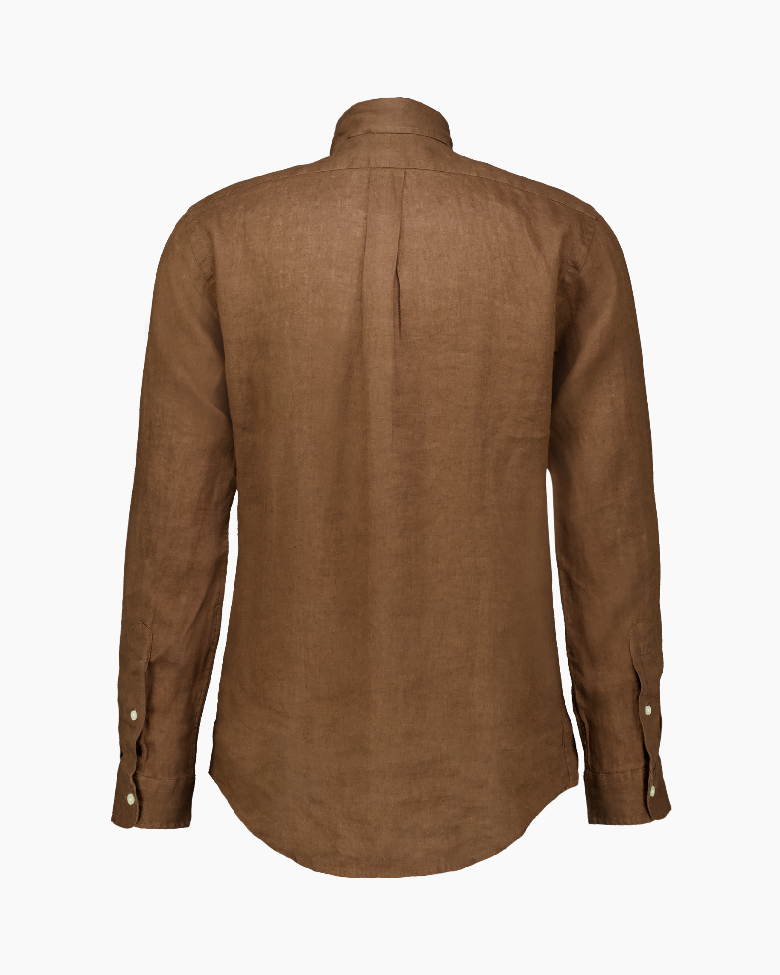 linnen, knopen-down, lange mouwen, bruin, polo-logo