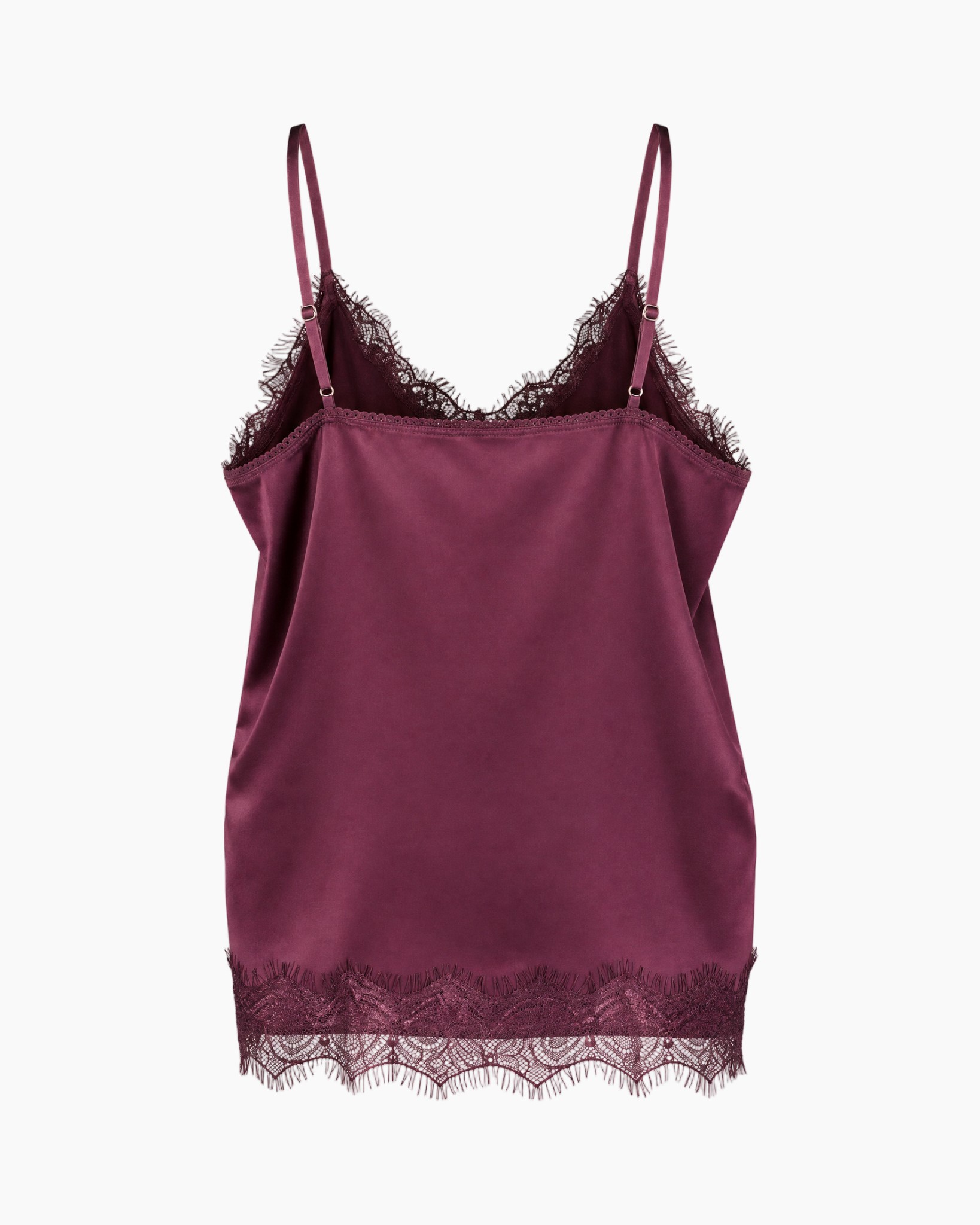 zacht satijn, camisole, kant, slip, paars