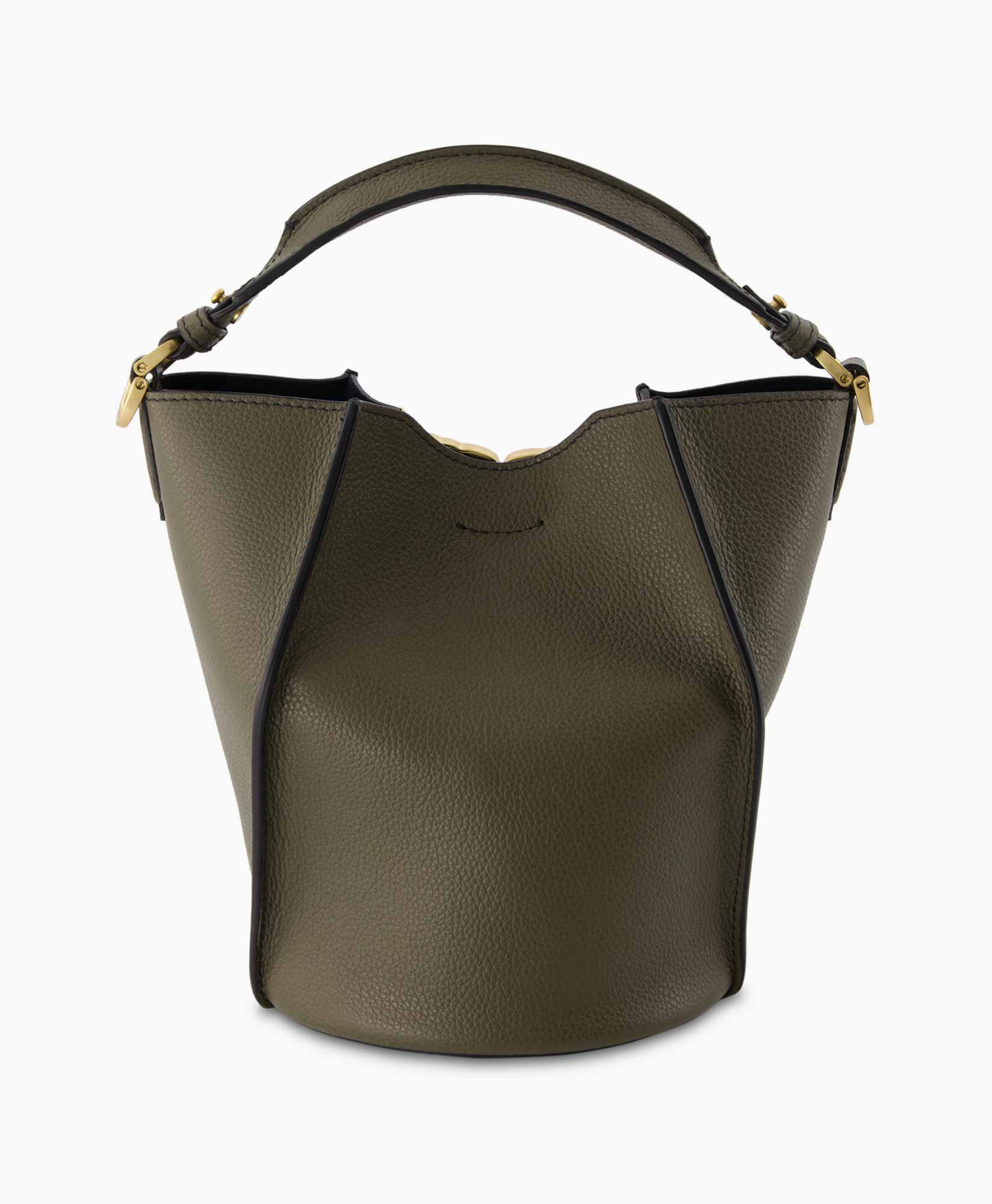 Schouder / Hand Tas Borderline Bucket Grained Leat Antraciet