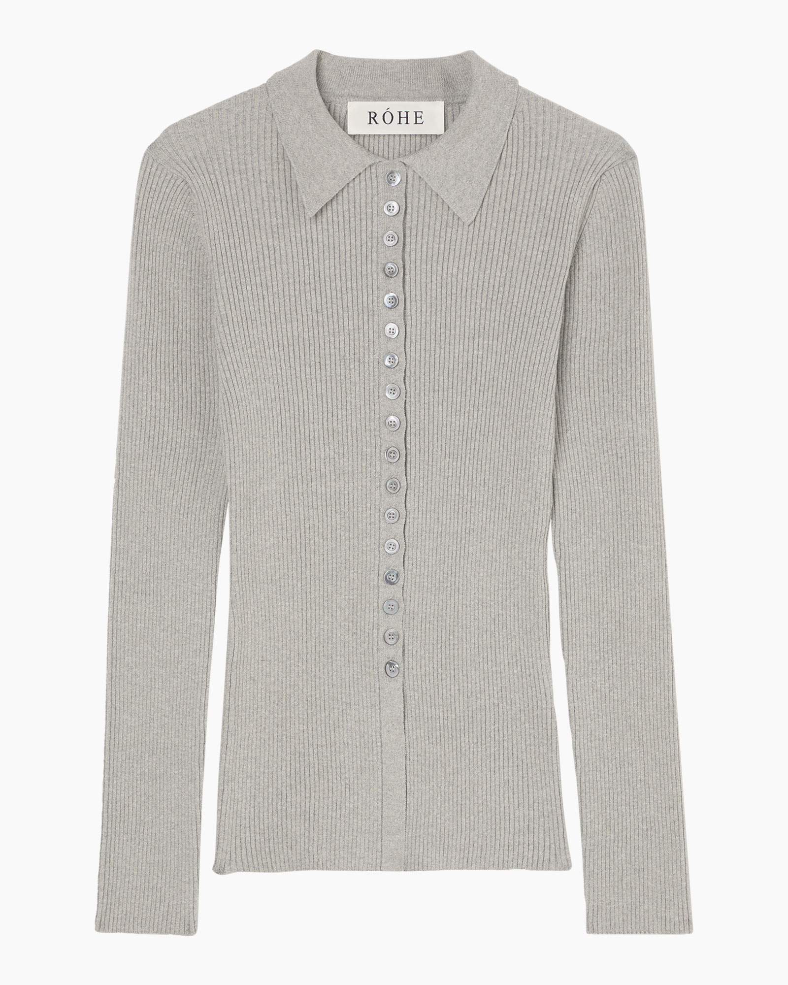 cardigan, ribbed, knopsluiting, langeman, grijs