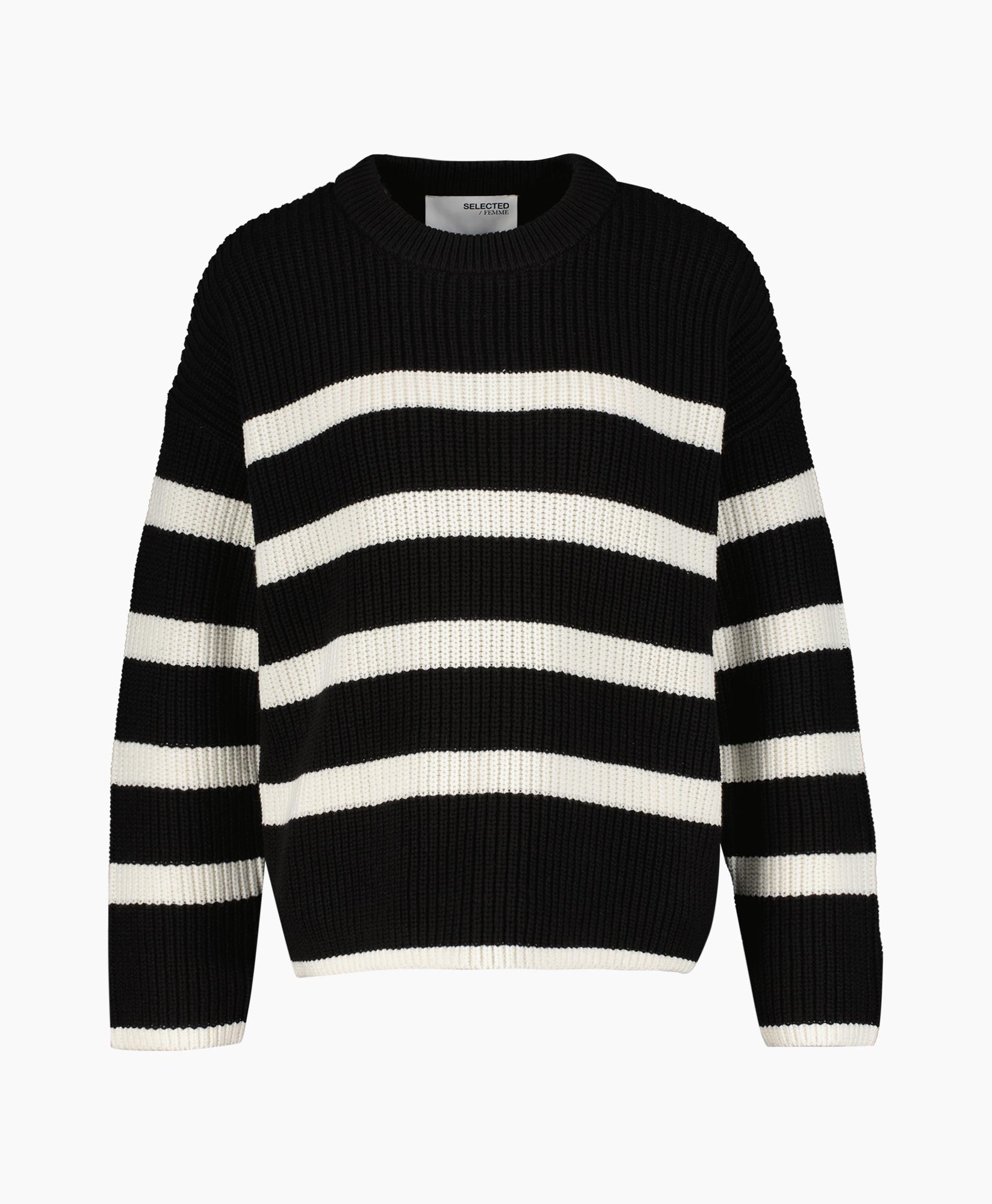 Selected Femme Top Bloomie Ls Knit O-neck B Noos Zwart