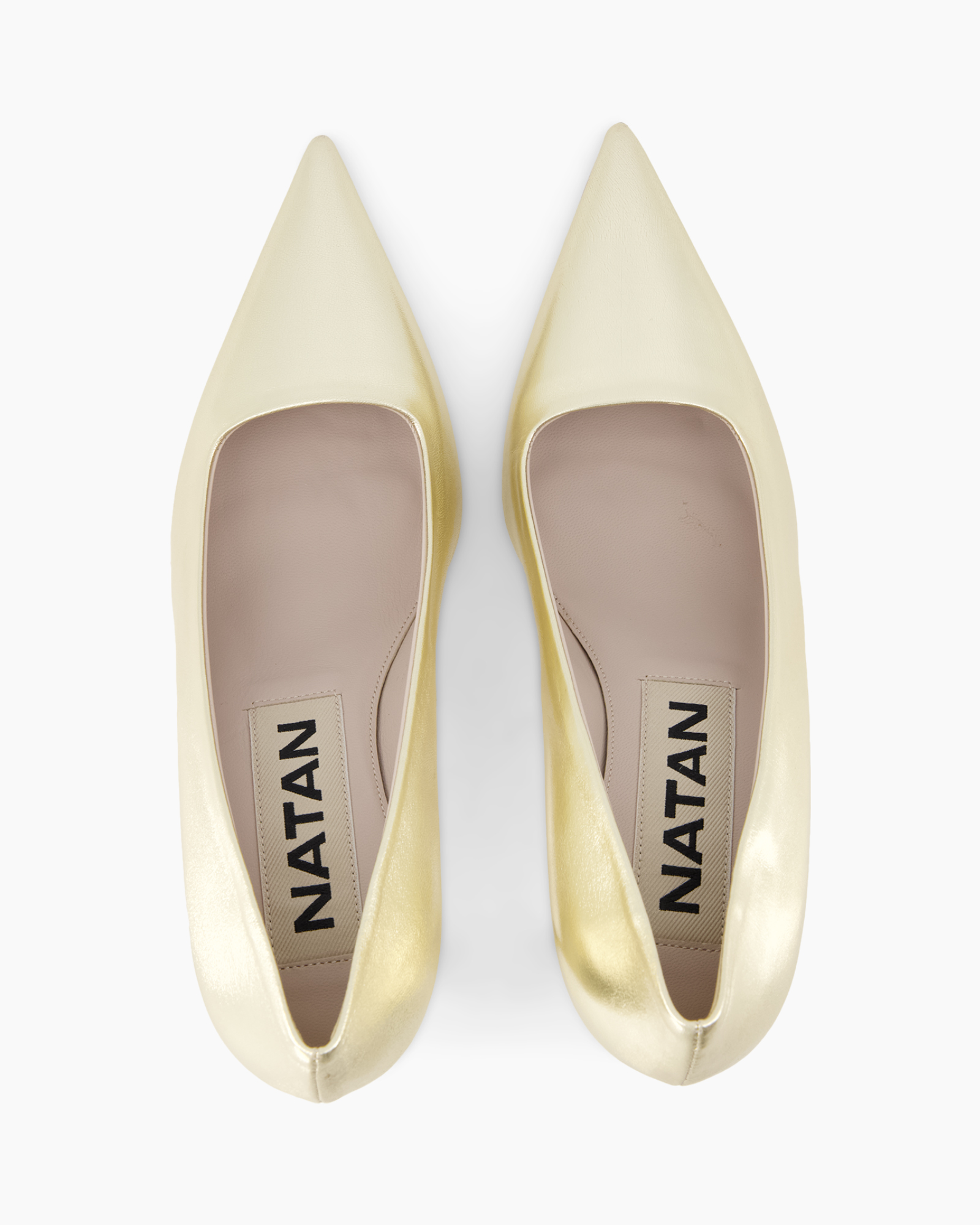 ballerina flats, puntige neus, goud, leer, vrouw