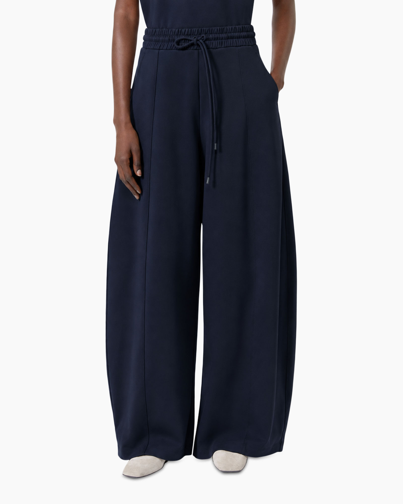 broek, wijd brede, touwtje, navy, zacht
