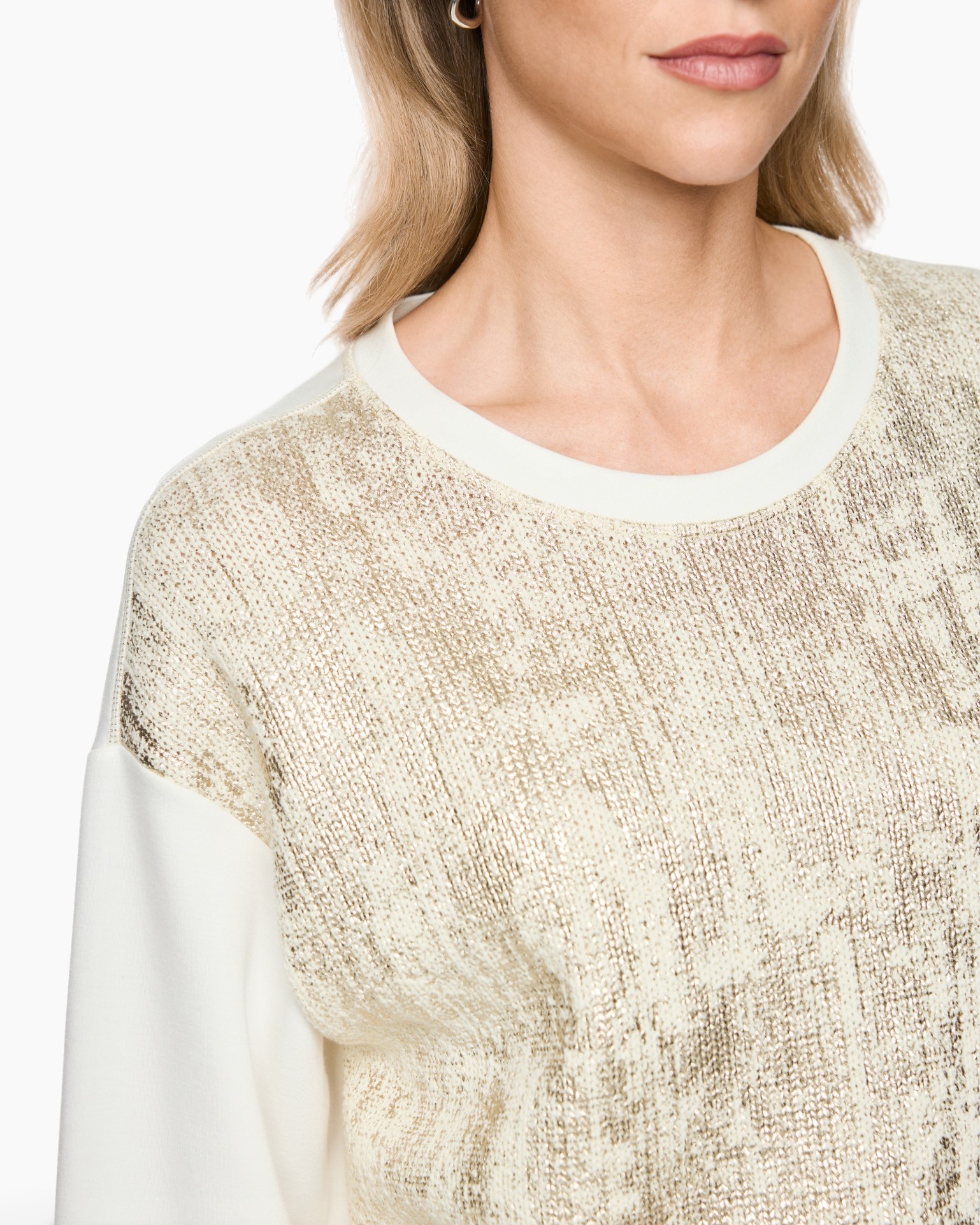 trui, siersteen, beige, kraagloze, lange mouw