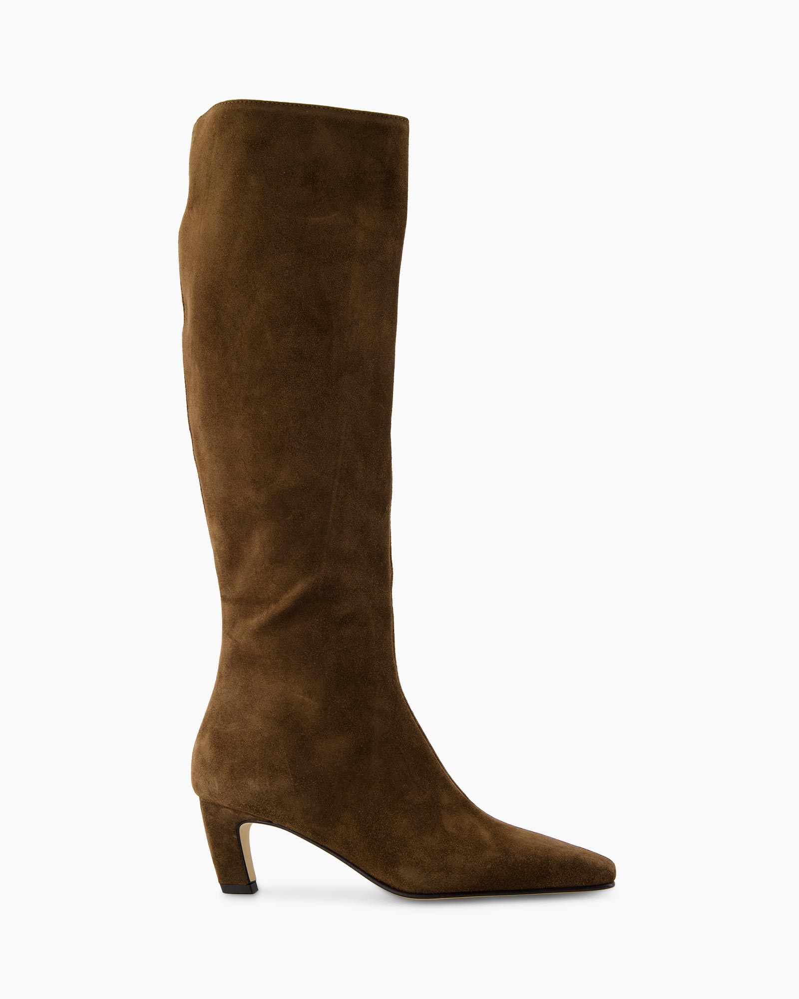 laarzen, kniehoog, bruin, suede, hiel