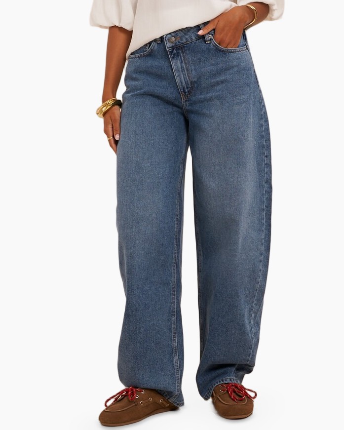 broeken, wijdere-fit, blauw, denim, broek