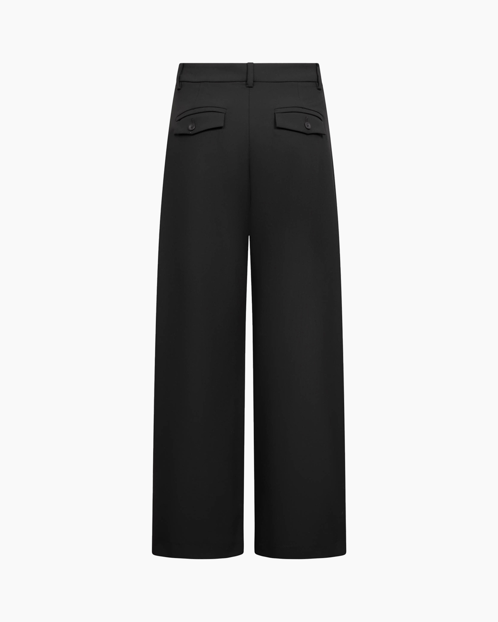 broek, broeken, wijd uitlopend, zwart, hoge taille