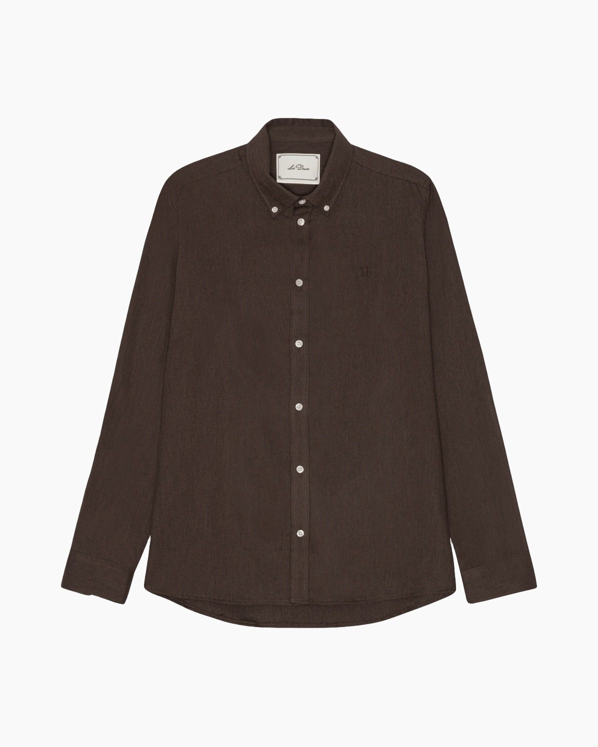 shirt, button-down, bruin, corduroy, lange mouw