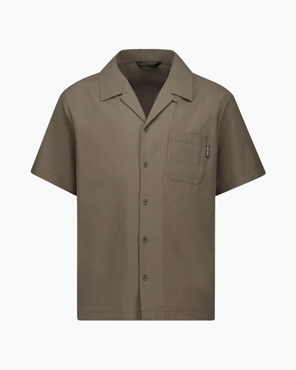 short-sleeve, button-down, pocket, waffle-knit, beige