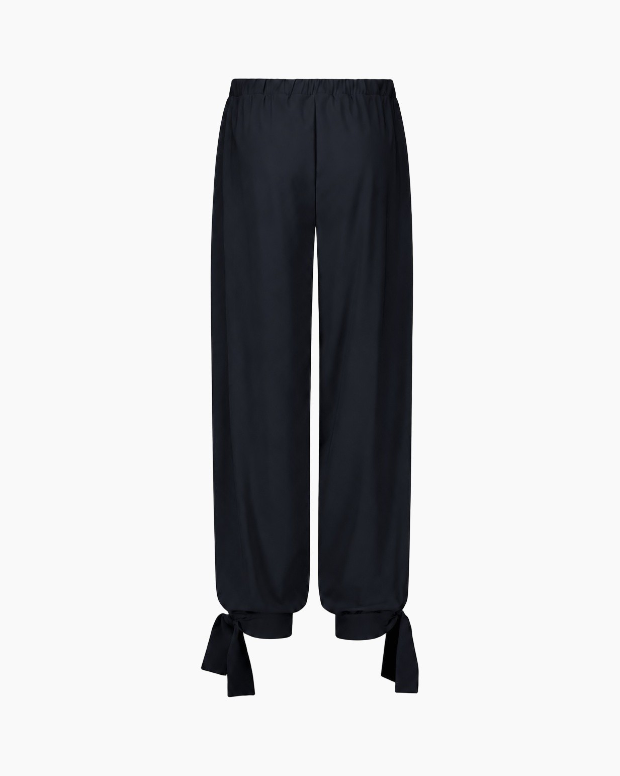 broek, trekkoord, wijde pijp, enkellengte, marineblauw