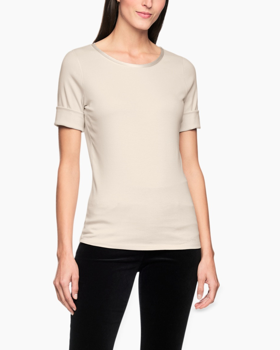 t-shirt, short sleeve, beige, crew neck, women