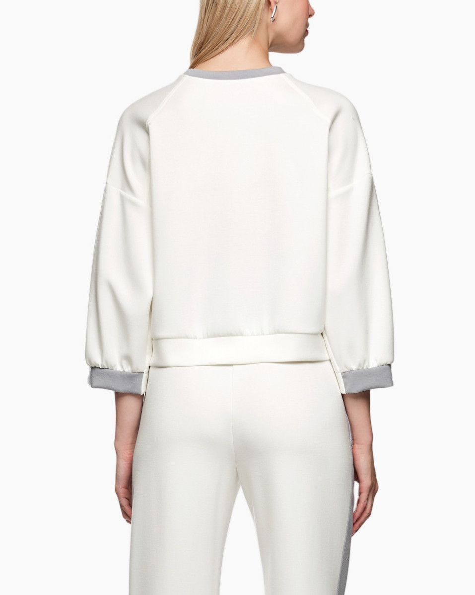 trui, yaka, uzun kollu, gevşek, beyaz