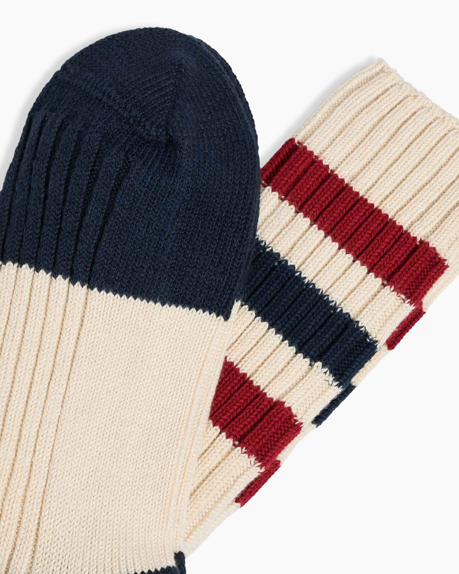 handschoenen, brei, streep, beige, marineblauw