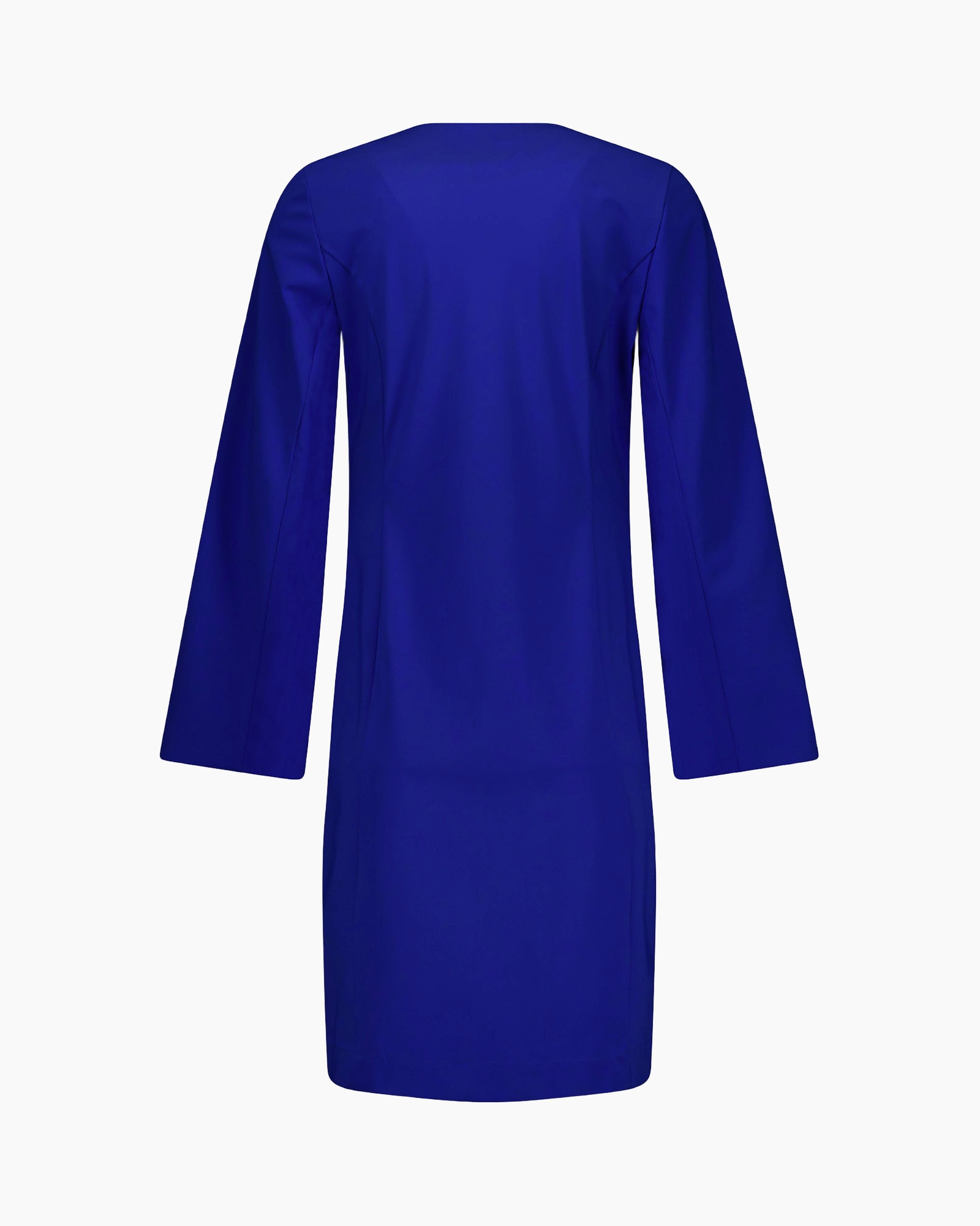dress, long sleeve, royal blue, knee-length, solid color
