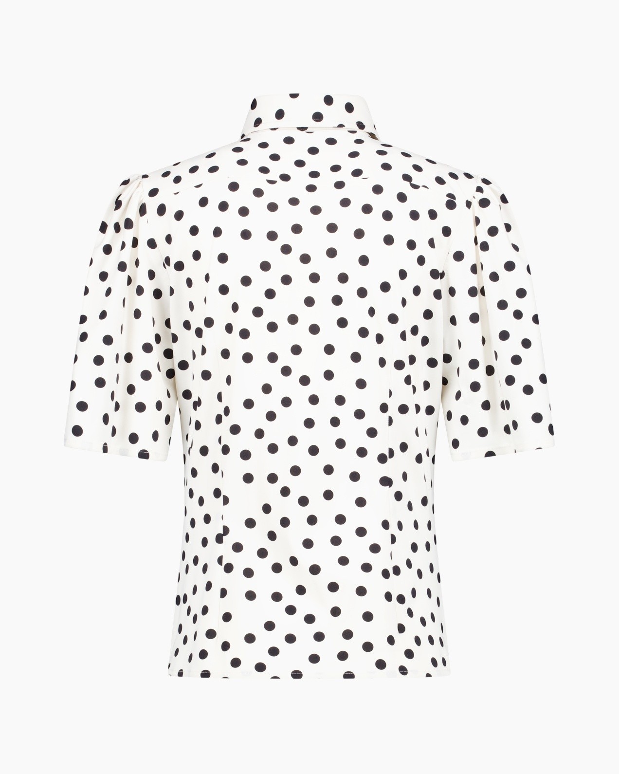 stippen patroon, blouse, korte mouwen, wit, dessin