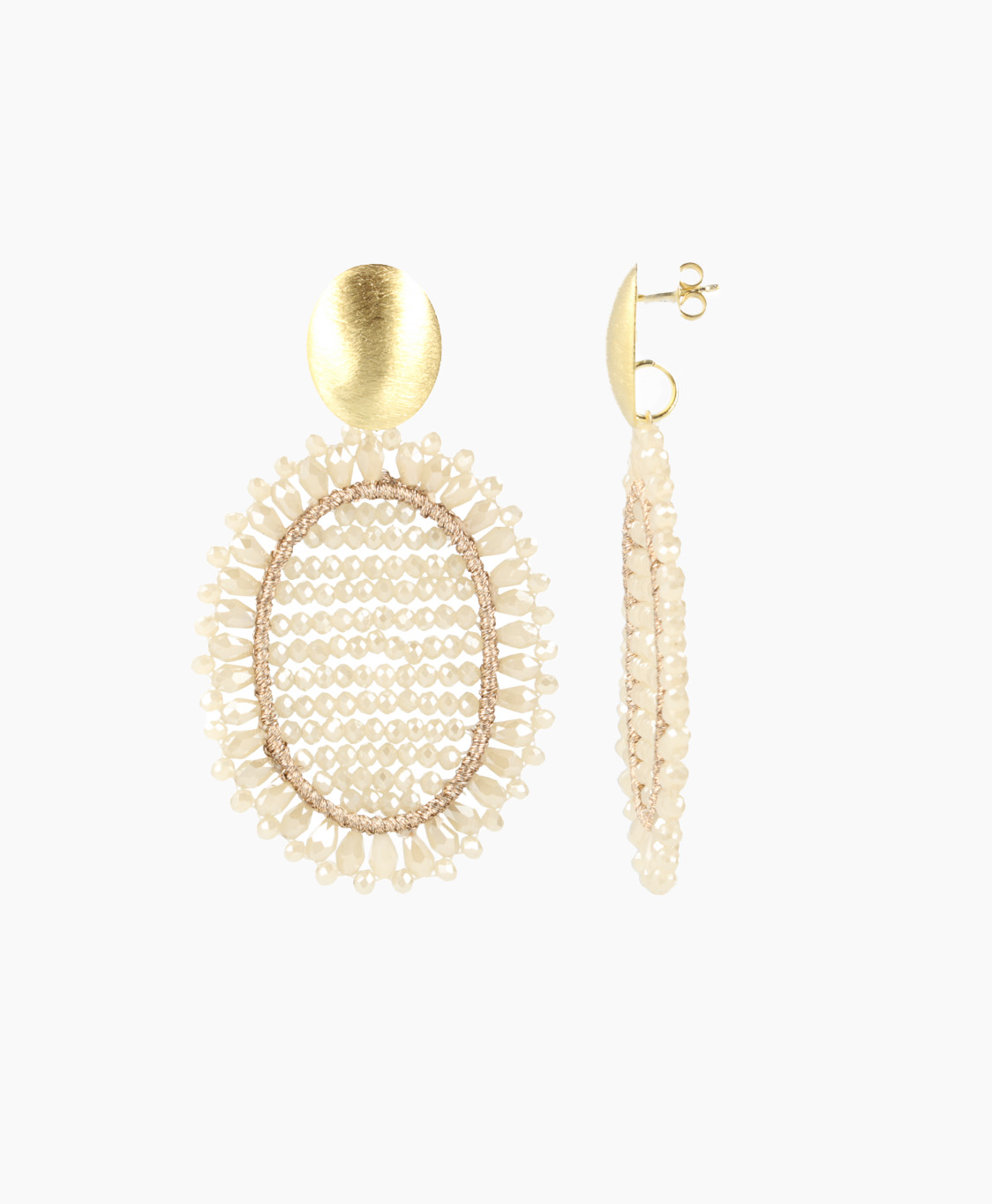 Lott. Gioielli Oorbellen Ce Si Filled Oval Double Beige