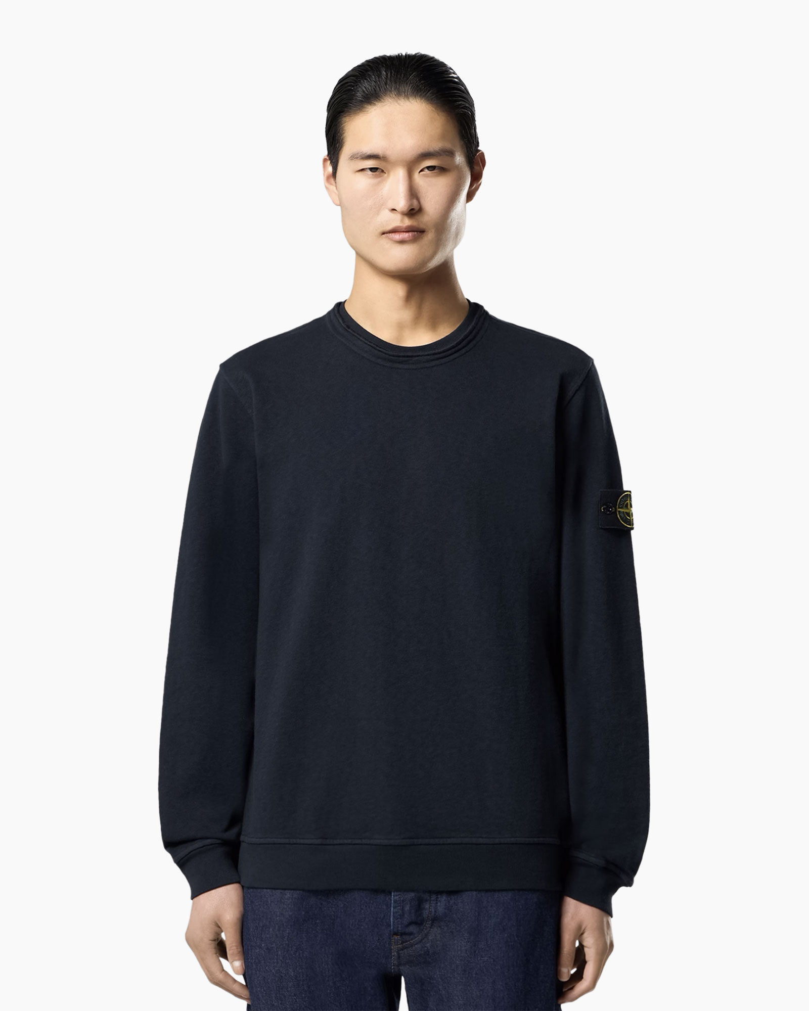 sweatshirt, rokkenhals, langemouw, marineblauw, effen