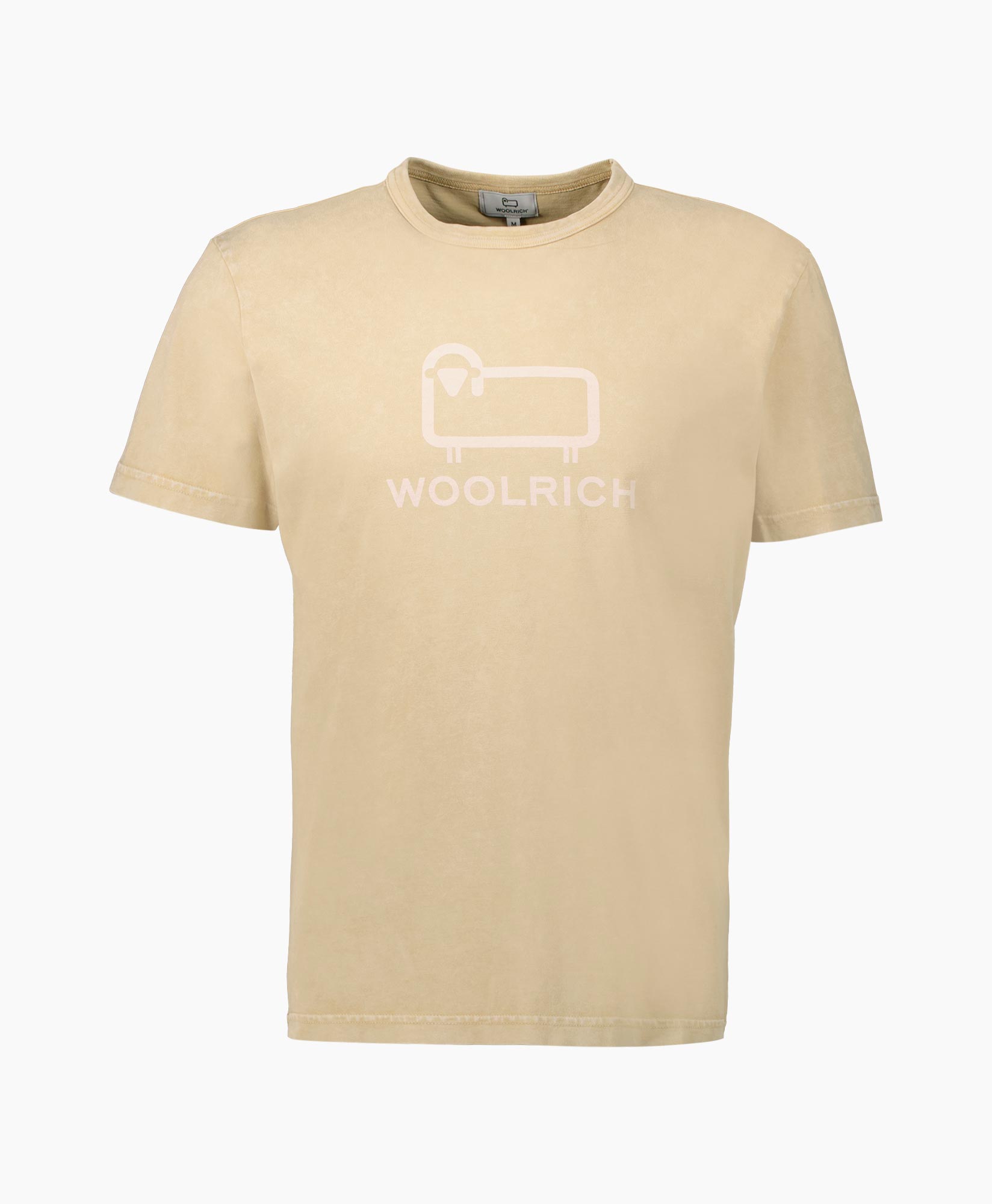 Woolrich  T-shirt Korte Mouw Macro Logo Zand