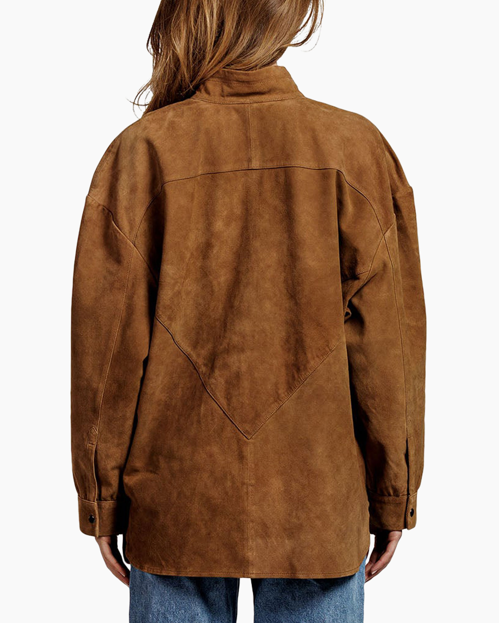 coat, suede, brown, pocketed, button-down