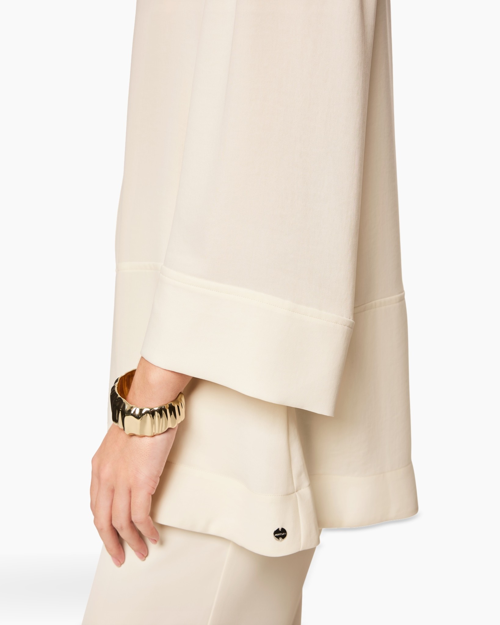 jas, langer mouw, beige, crêpe, manchet detail