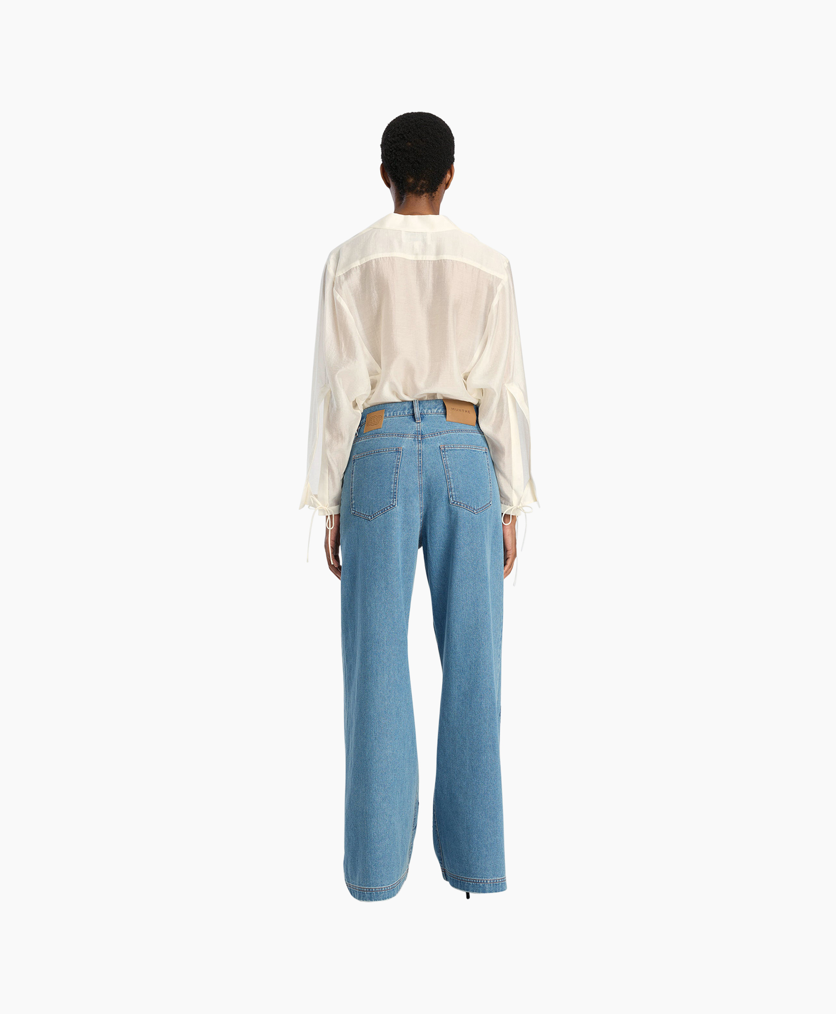 spijkerbroek, blauw, denim, achterkant, hoogwater?