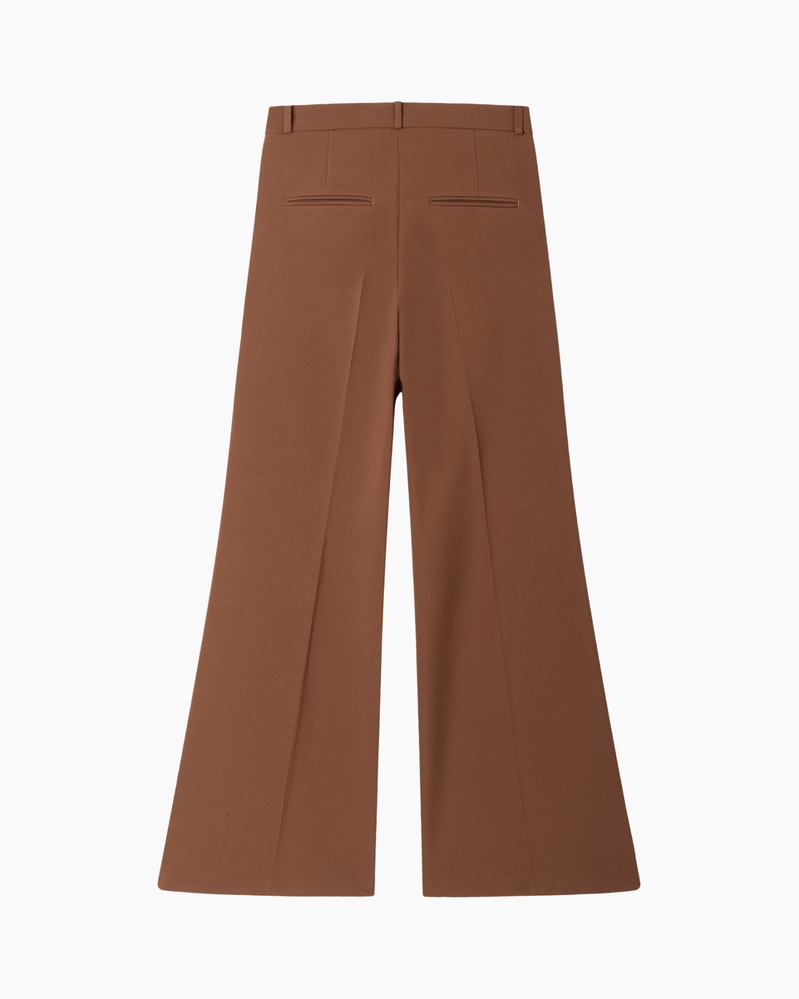 broek, broeken, wijd-uitlopend, bruin, riemlichaam