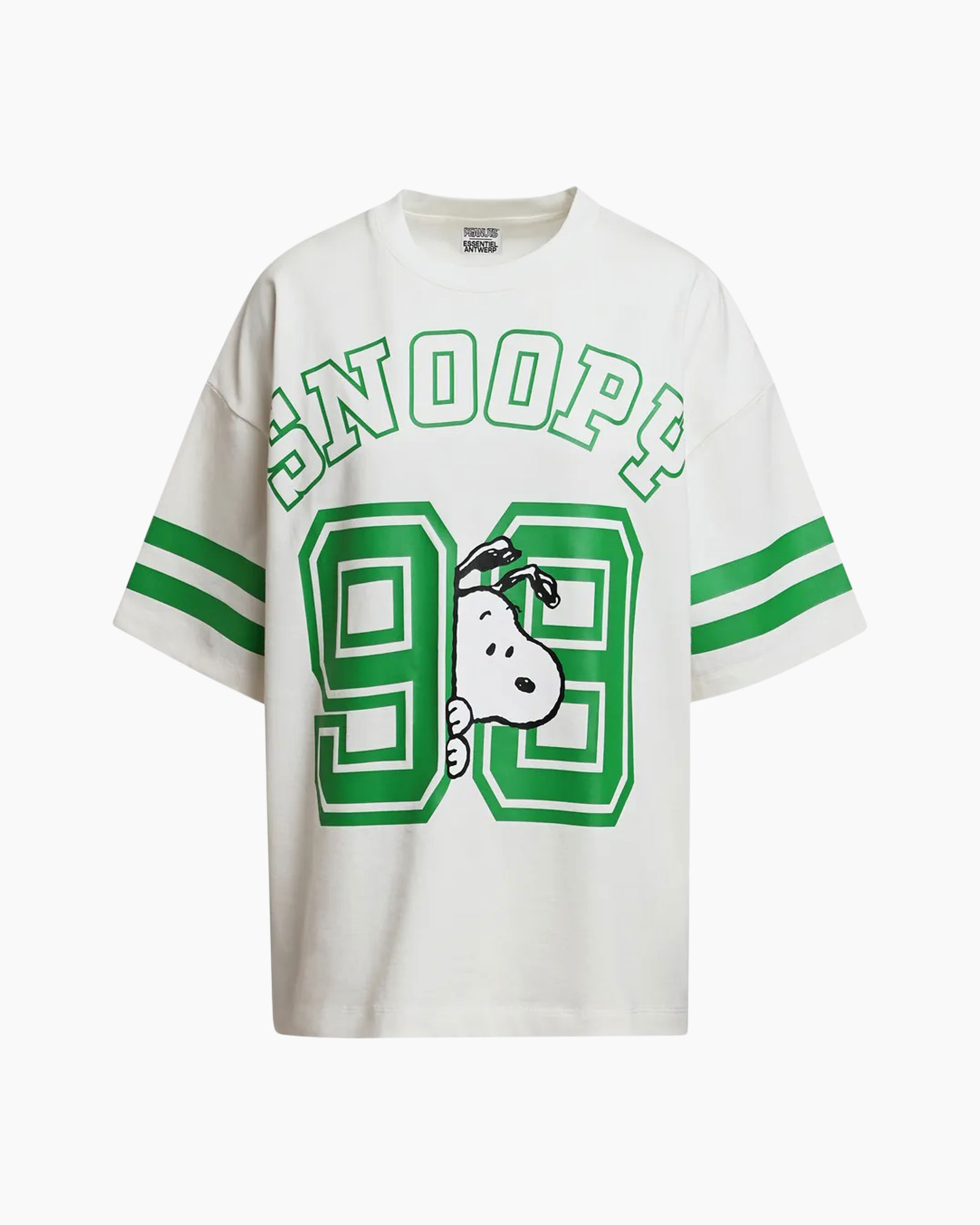 t-shirt, graphic tee,  Snoopy, white shirt, green print