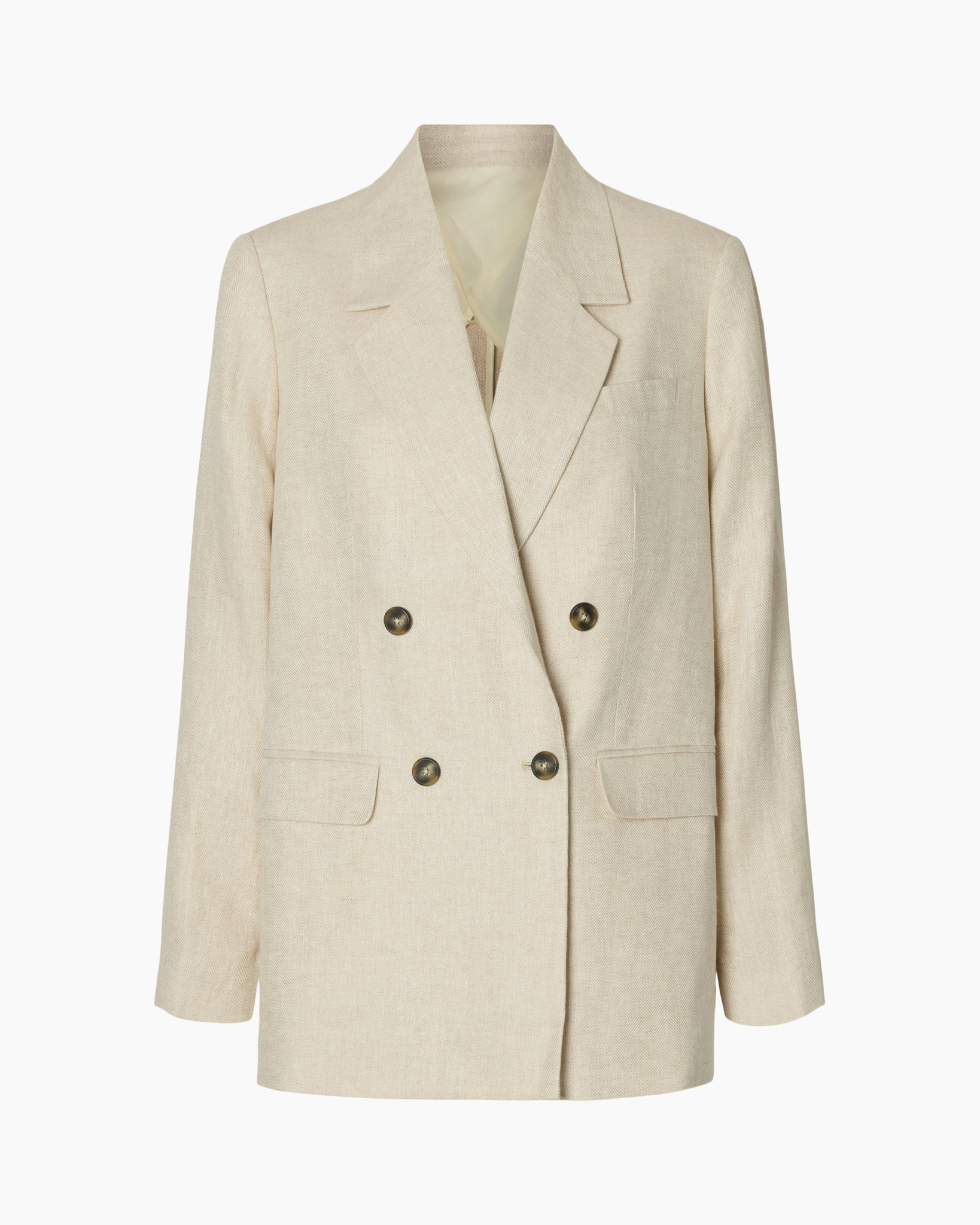 blazer, double-breasted, linen, beige, pocketed