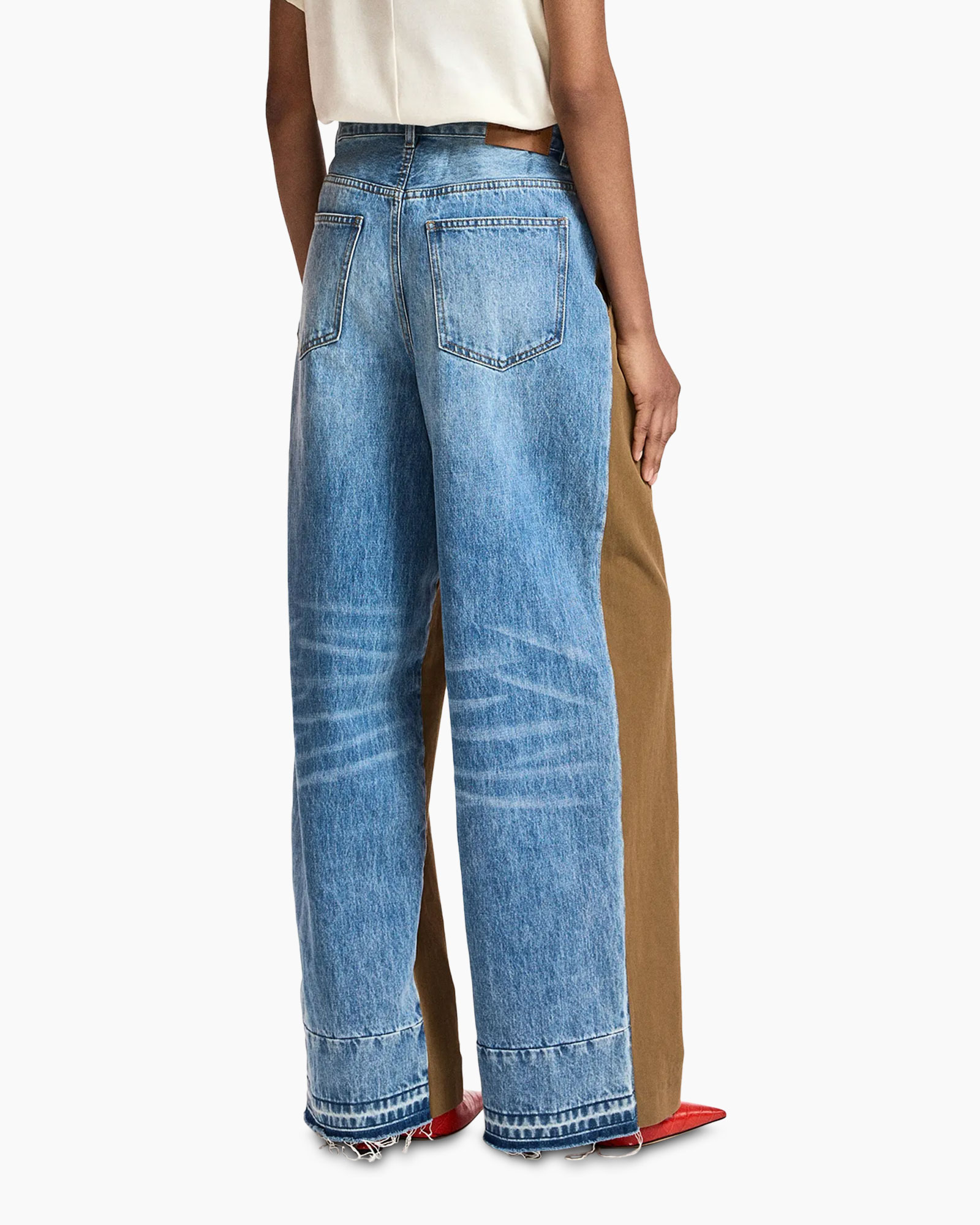 broek, wijdlopende, khaki, plooien, tweedelig