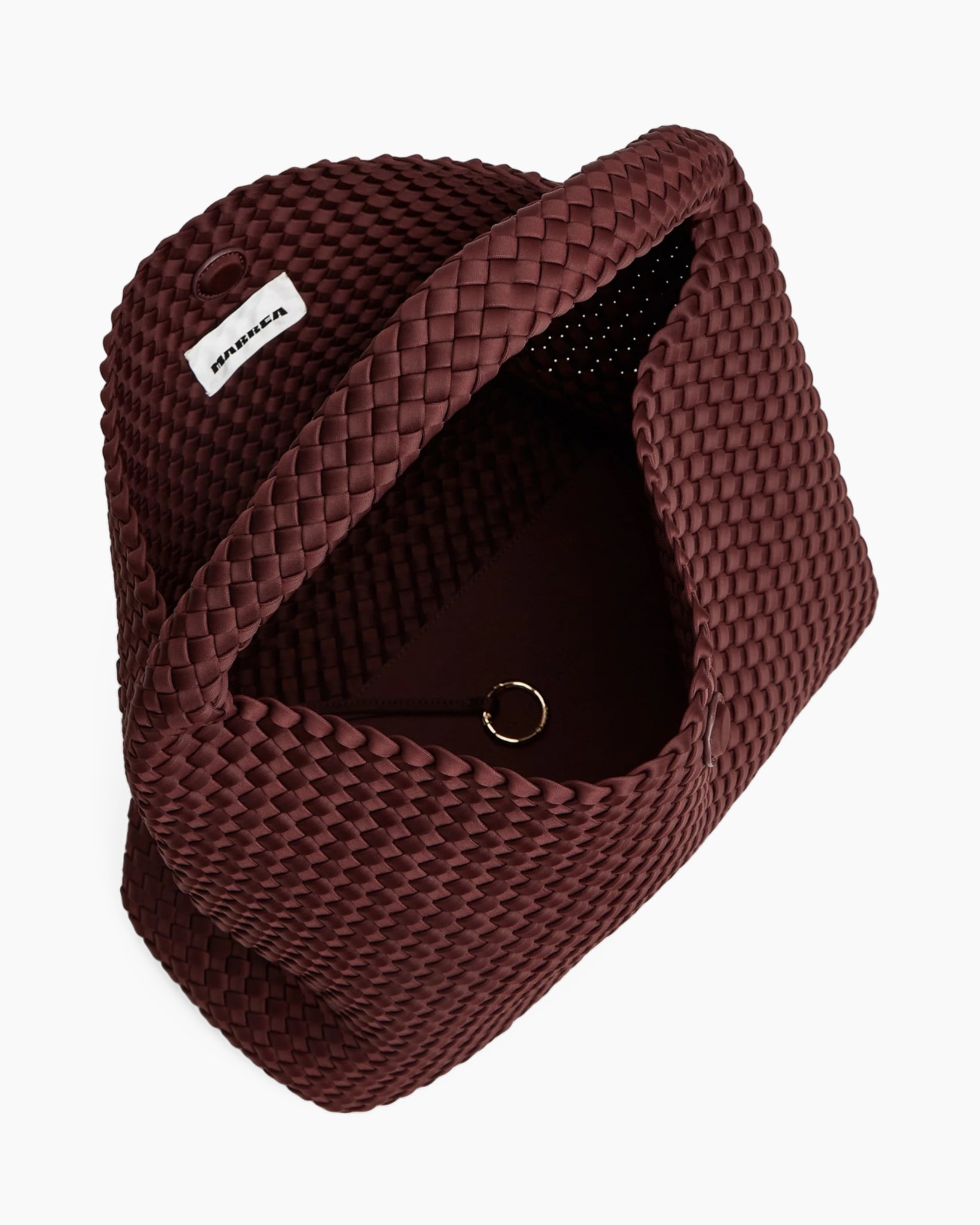 geweven, tasje, tas, bordeaux, ring, binnenzak