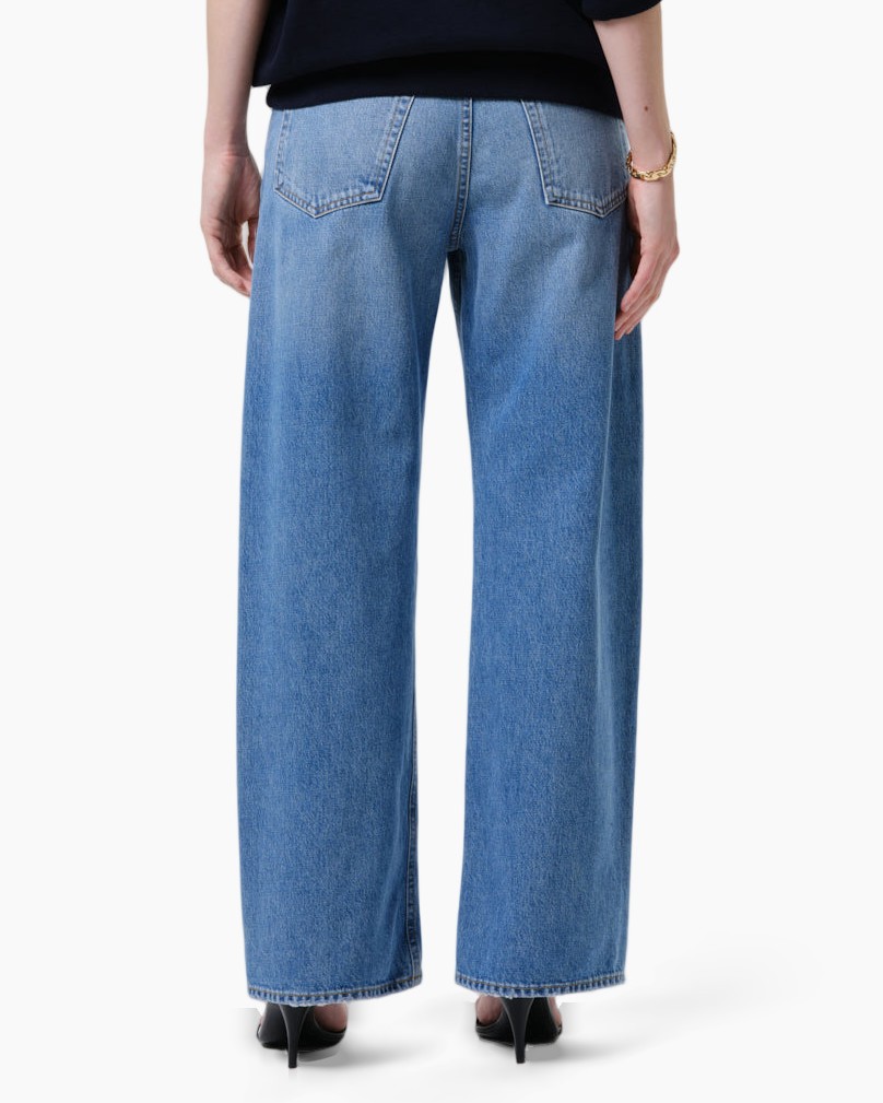 spijkerbroek, wijd, blauw, denim, broek
