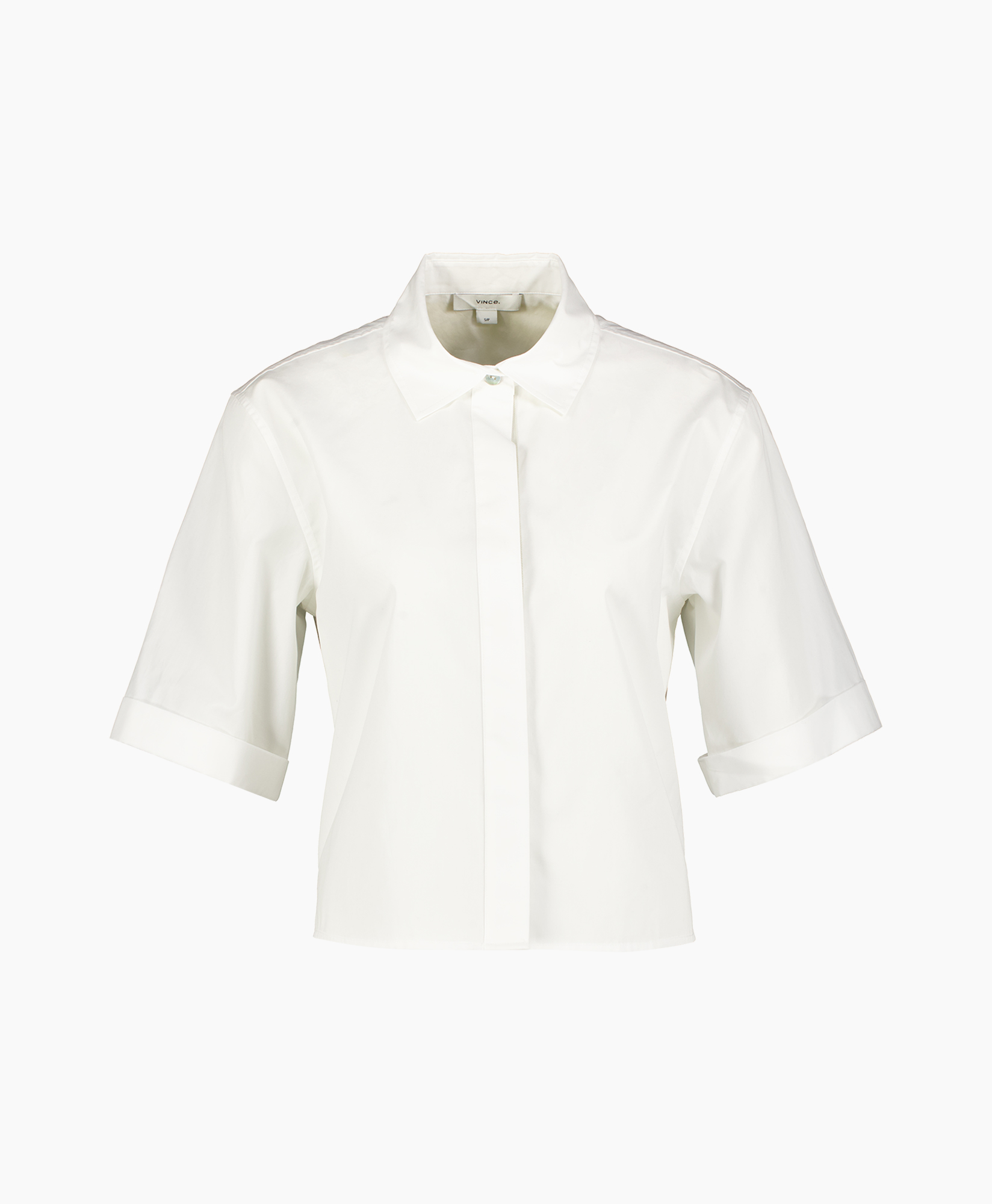 Blouse S/s Button Down W Canvas  Off White