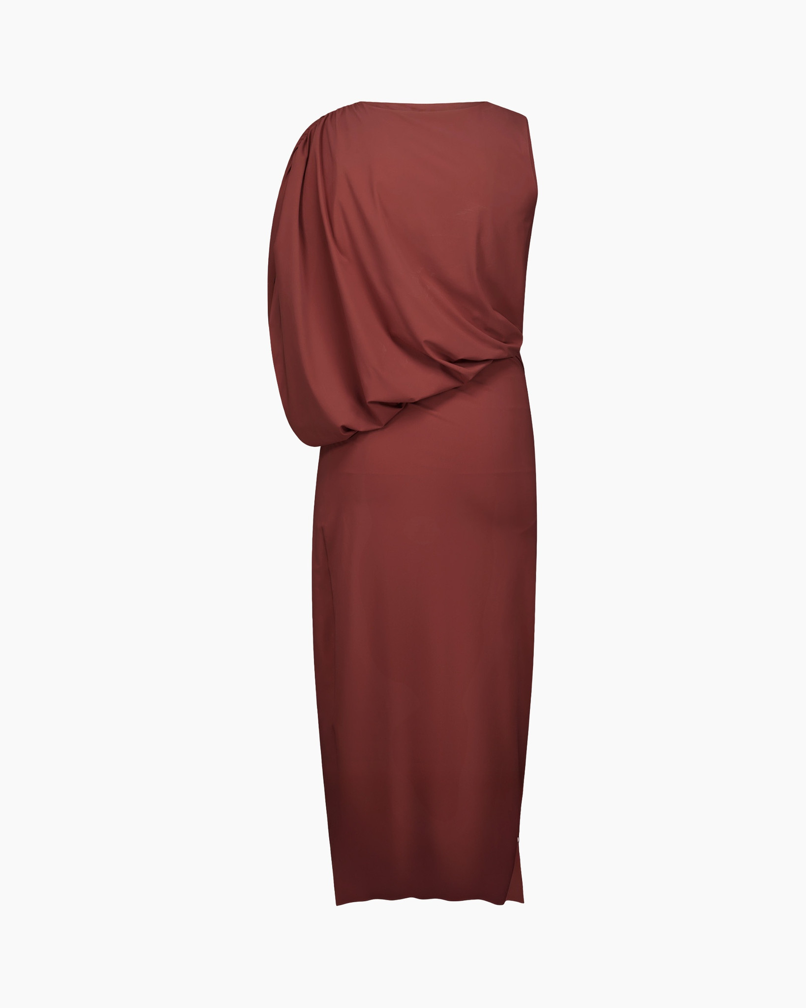 dress, one-shoulder, rust, long, gown